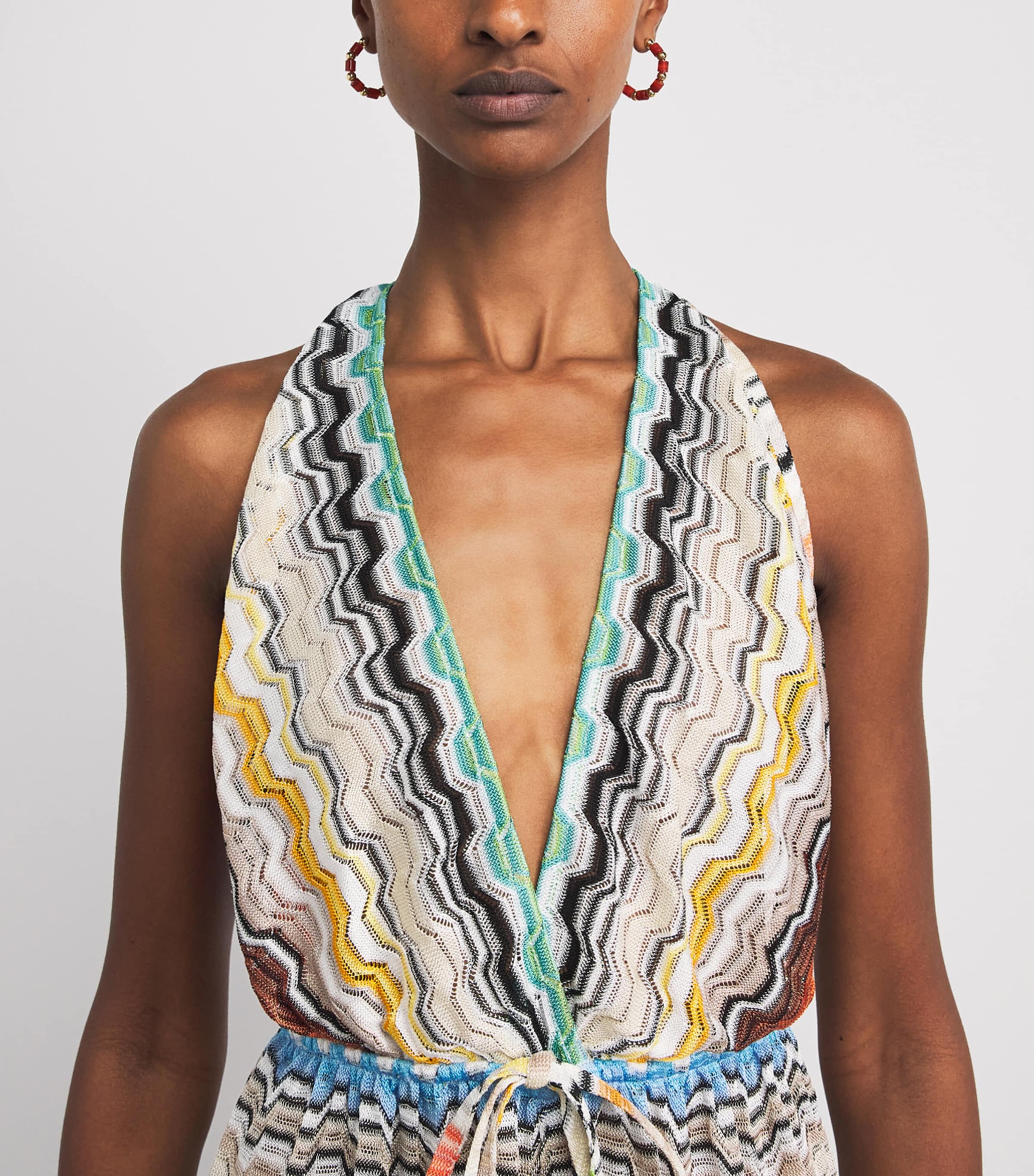 Missoni Womens Geometric Halter Playsuit Smsnp Multicolor Image 3