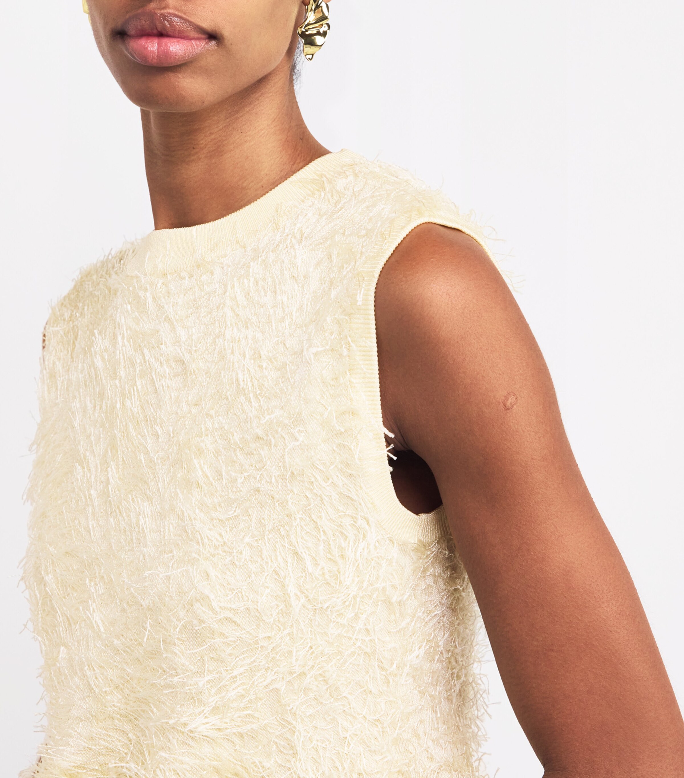 Eyelash-Knit Peplum Top 0150 MASTICE Image 6