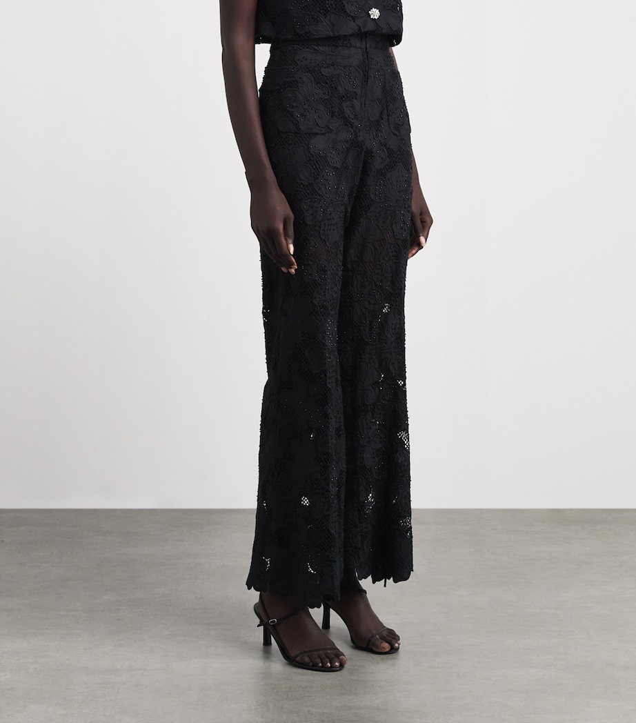 Sandro Paris Womens Guipure Lace Flared Trousers Black Image 4