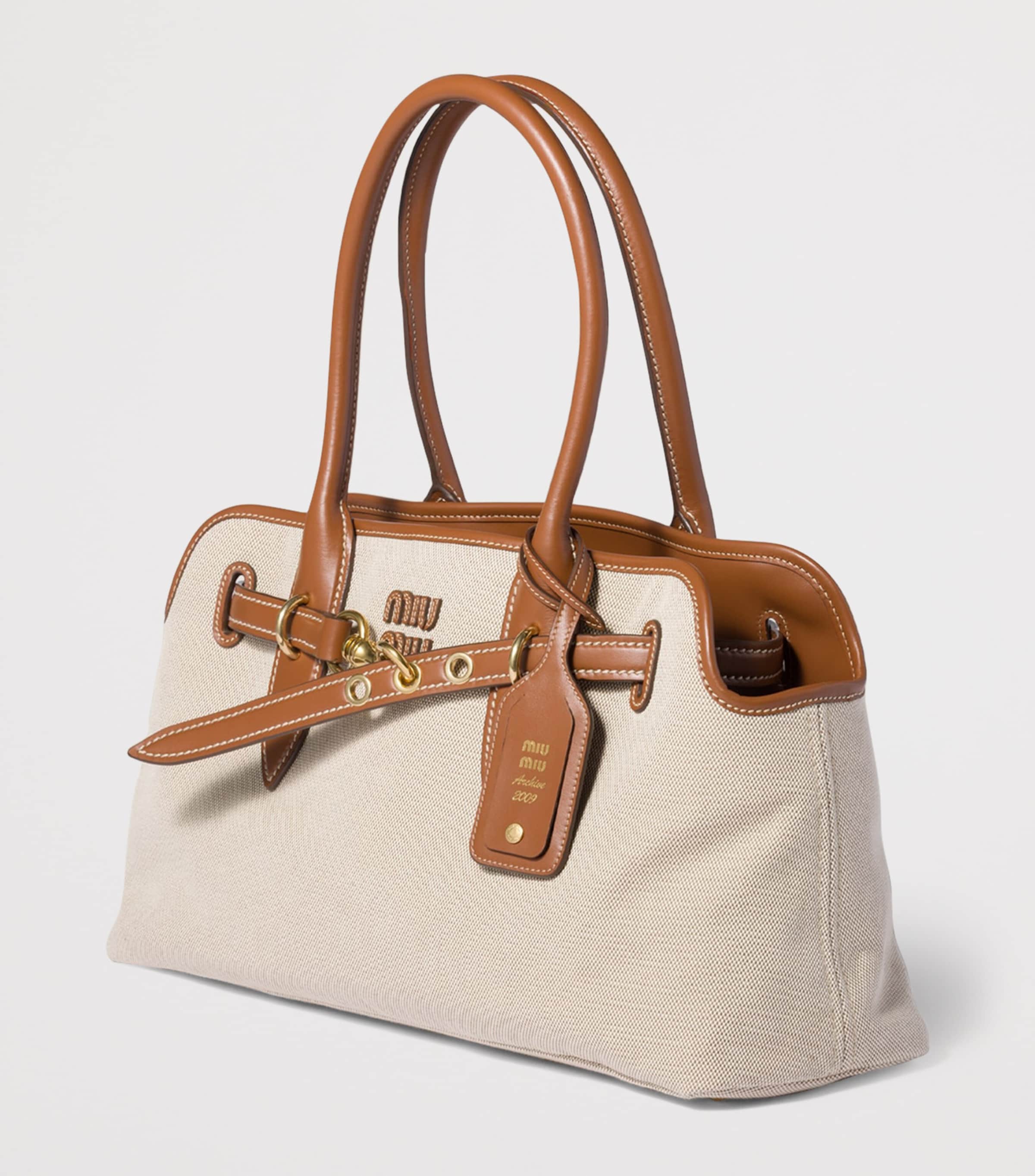 Miu Miu Canvas and Leather Aventure Shoulder Bag Image 2