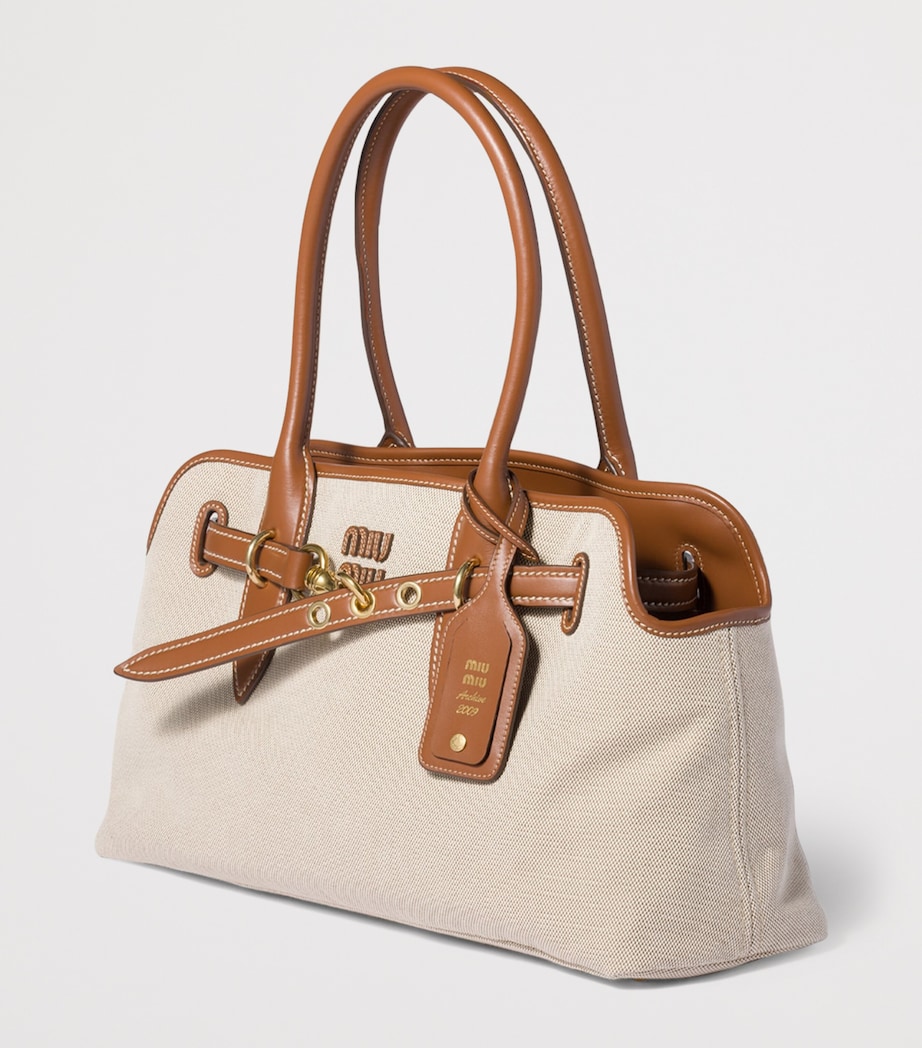 Miu Miu Canvas and Leather Aventure Shoulder Bag Image 2