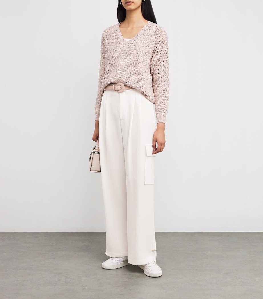 Eleventy Womens Cargo-Pocket Tailored Trousers Bianco Image 2