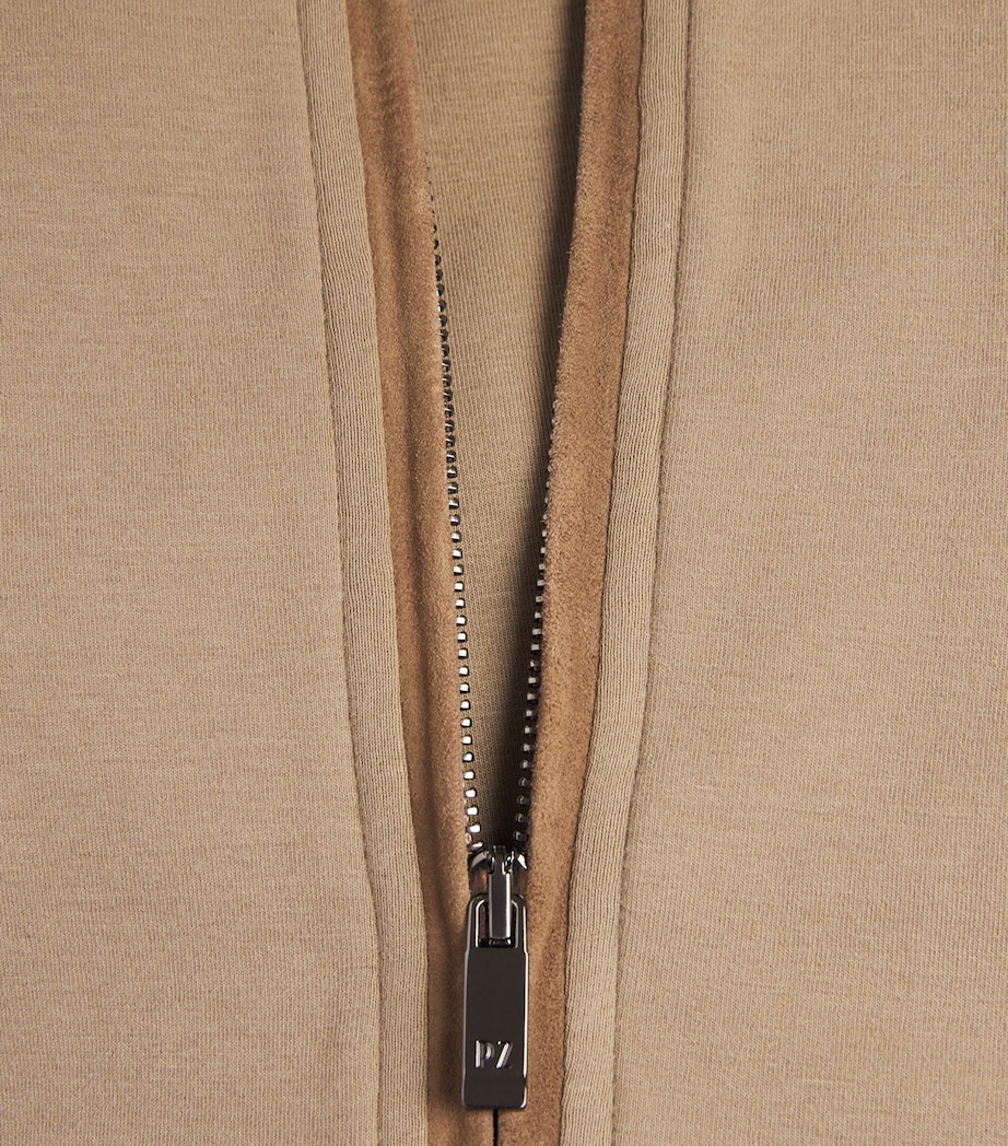 Pal Zileri Mens Cotton-Blend Zip-Up Sweatshirt Brown Image 6