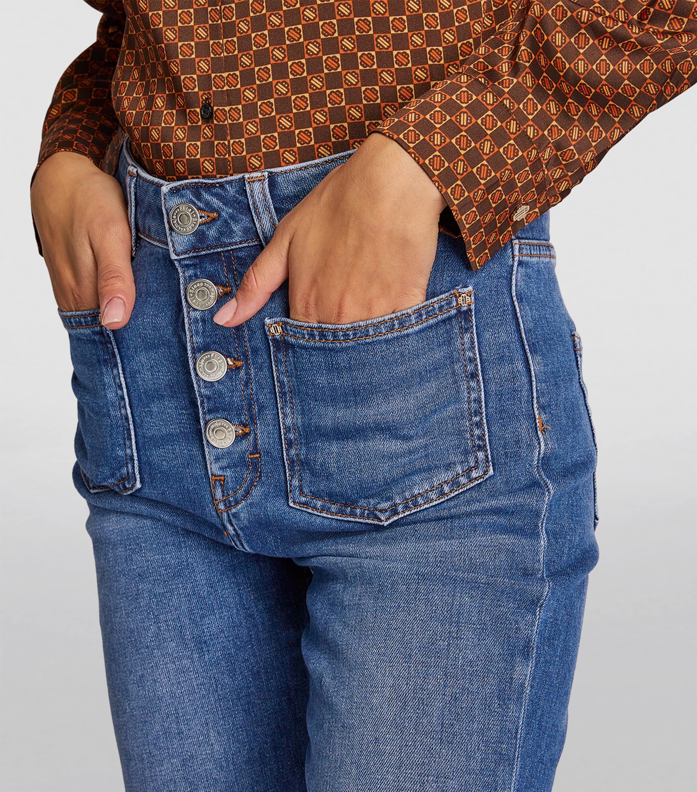 Button-Up Flared Jeans BLUE Image 6