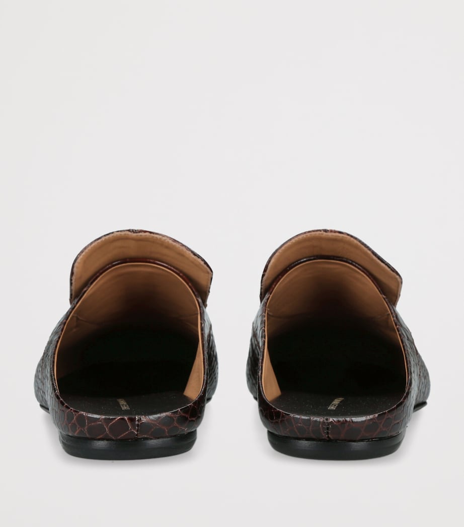 DRIES VAN NOTEN Croc-Embossed Leather Mules Dark Brown Image 2