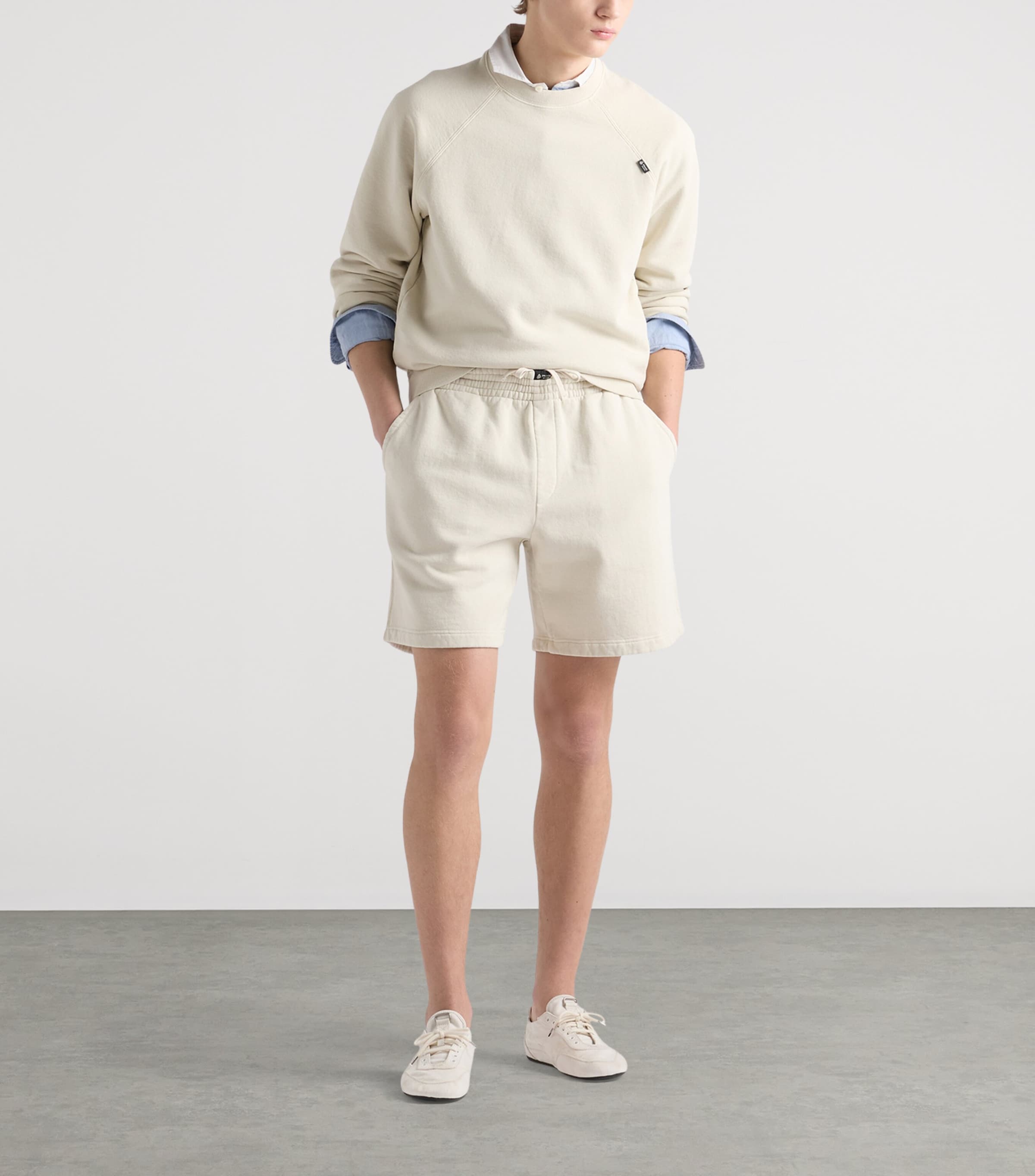 Prada Mens Cotton Logo Tab Sweatshirt Neutral Image 2