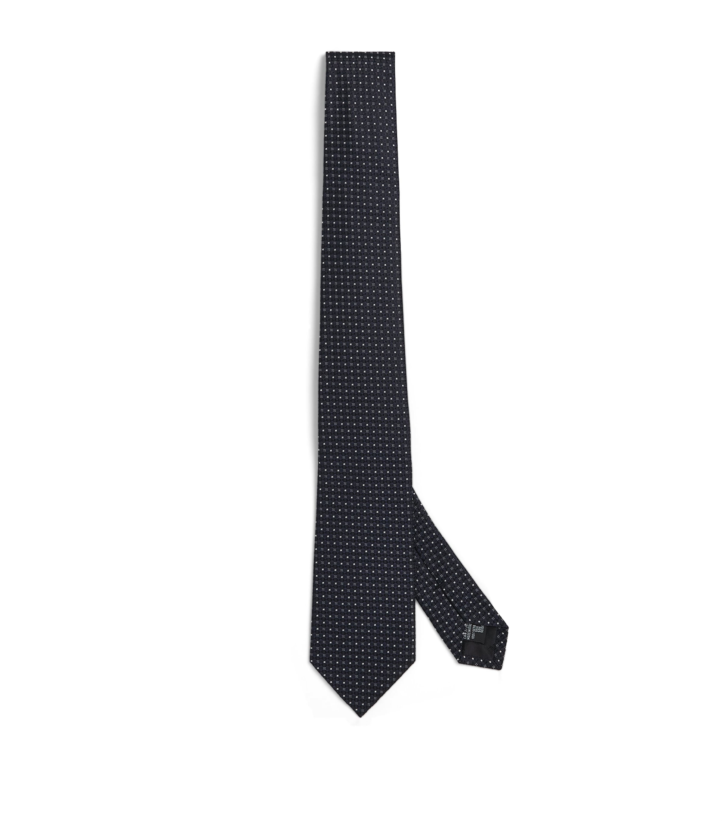 Emporio Armani Silk Geometric Jacquard Tie In Black