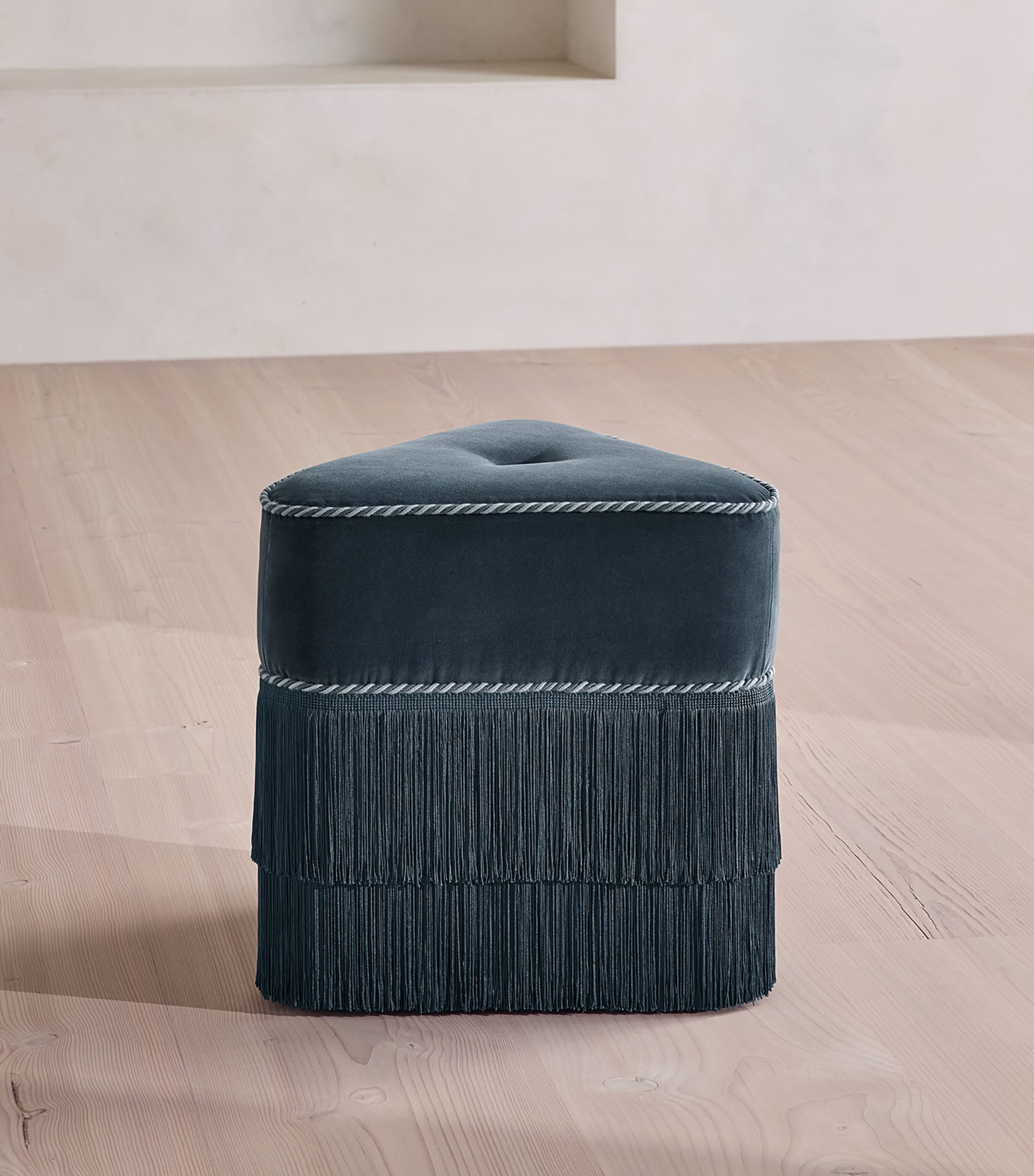 Soho Home Velvet Marta Footstool Blue Image 2