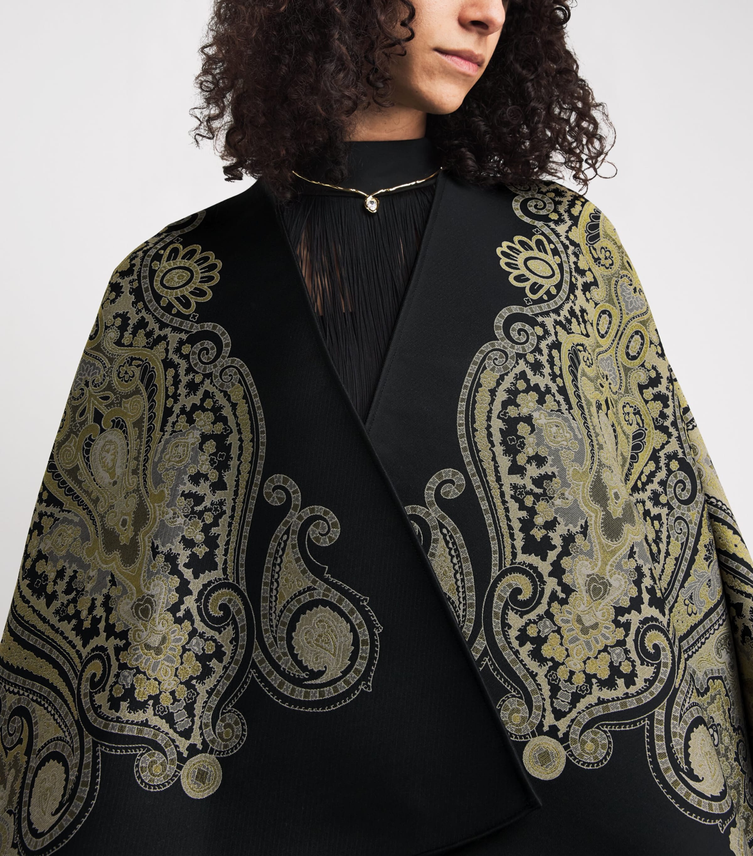 Wool-Blend Paisley Cape N0000 Image 4