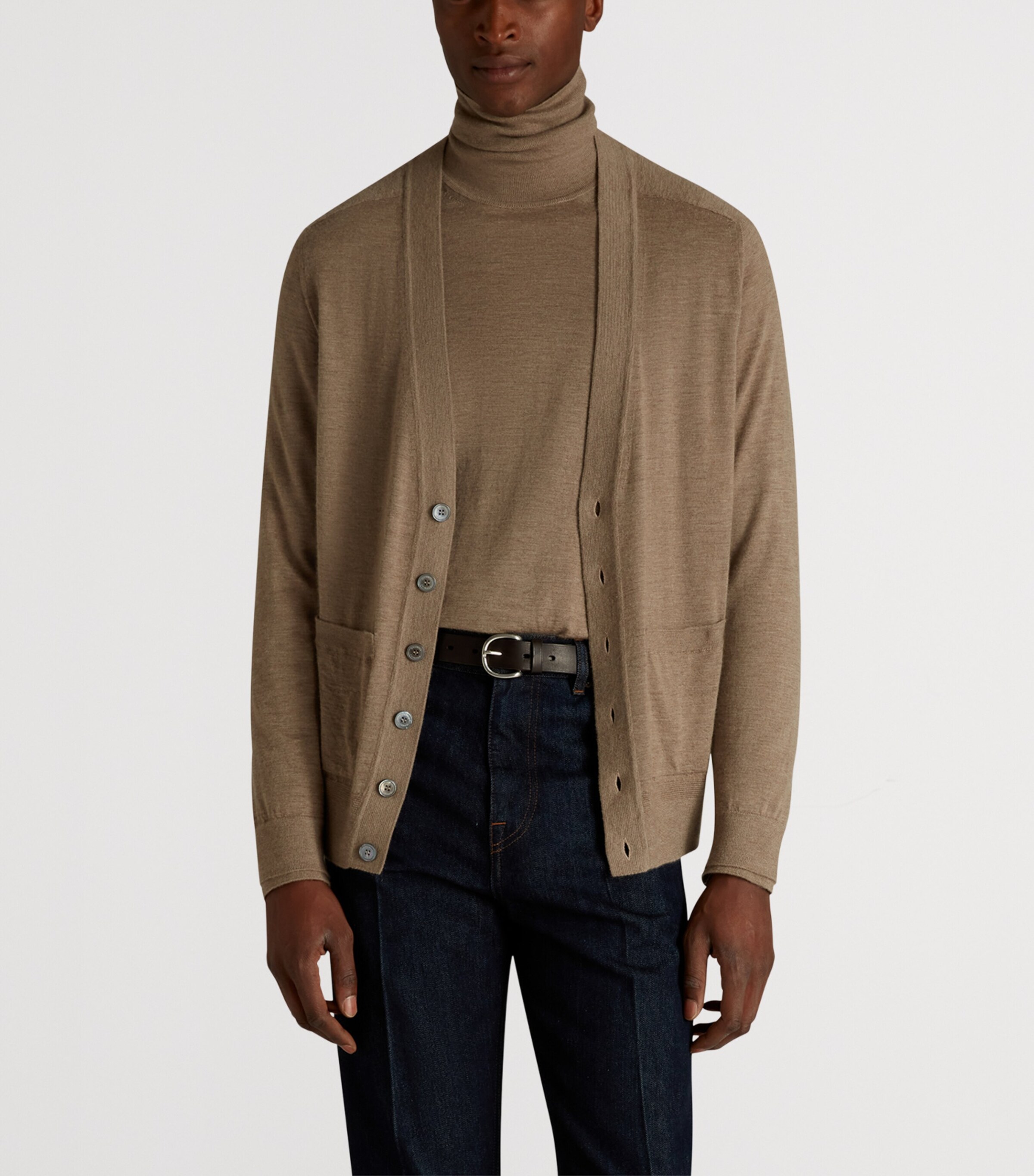 Superfine Cashmere Cardigan 254MID NATURAL Image 3