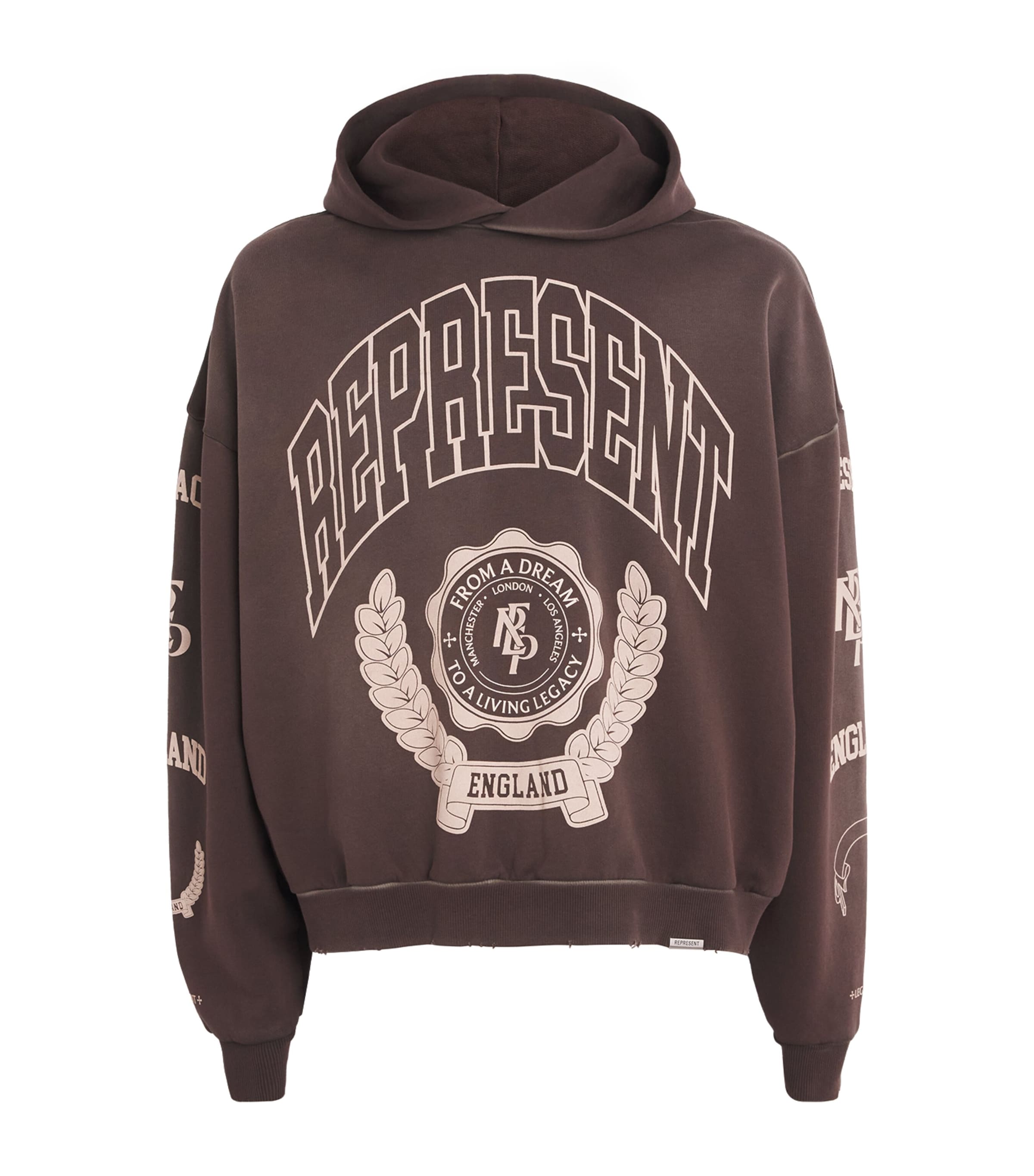 Represent Cotton Legacy Crest Hoodie In Burgundy