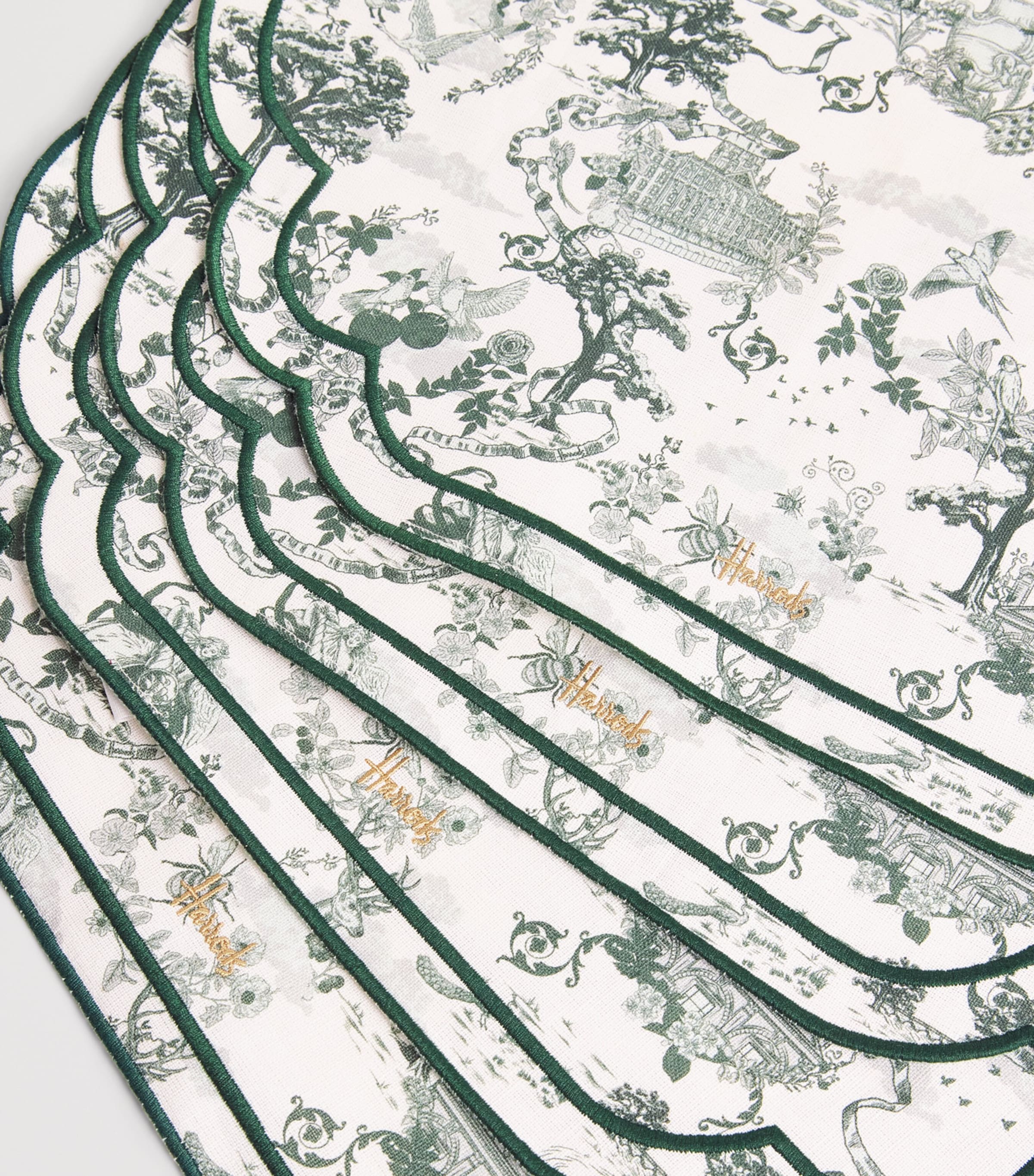 Cotton-Linen Toile Placemats (Set of 4) GREEN Image 4