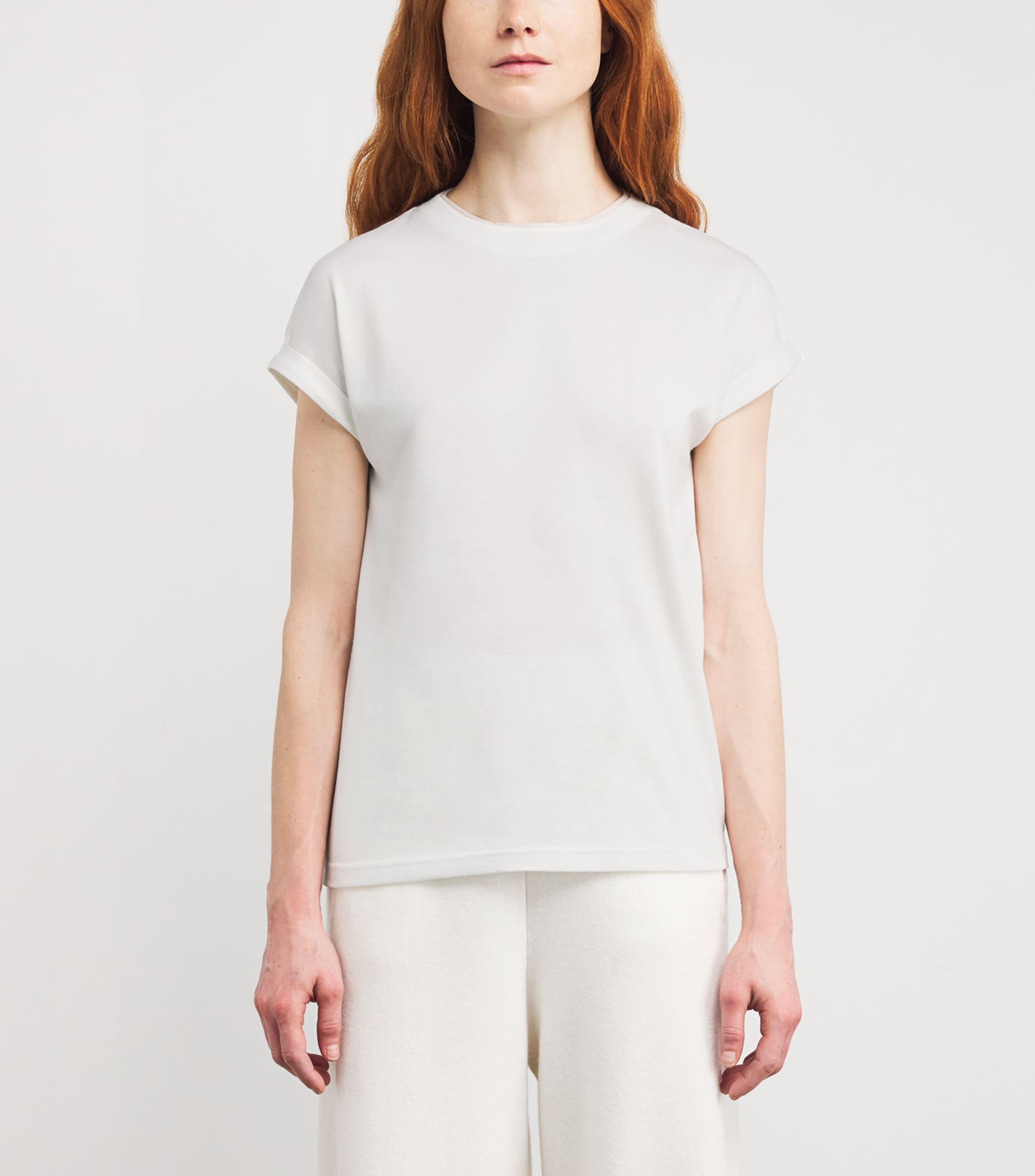 Eleventy Womens Cotton Double Crew-Neck T-Shirt Avorio Sabbia Image 3