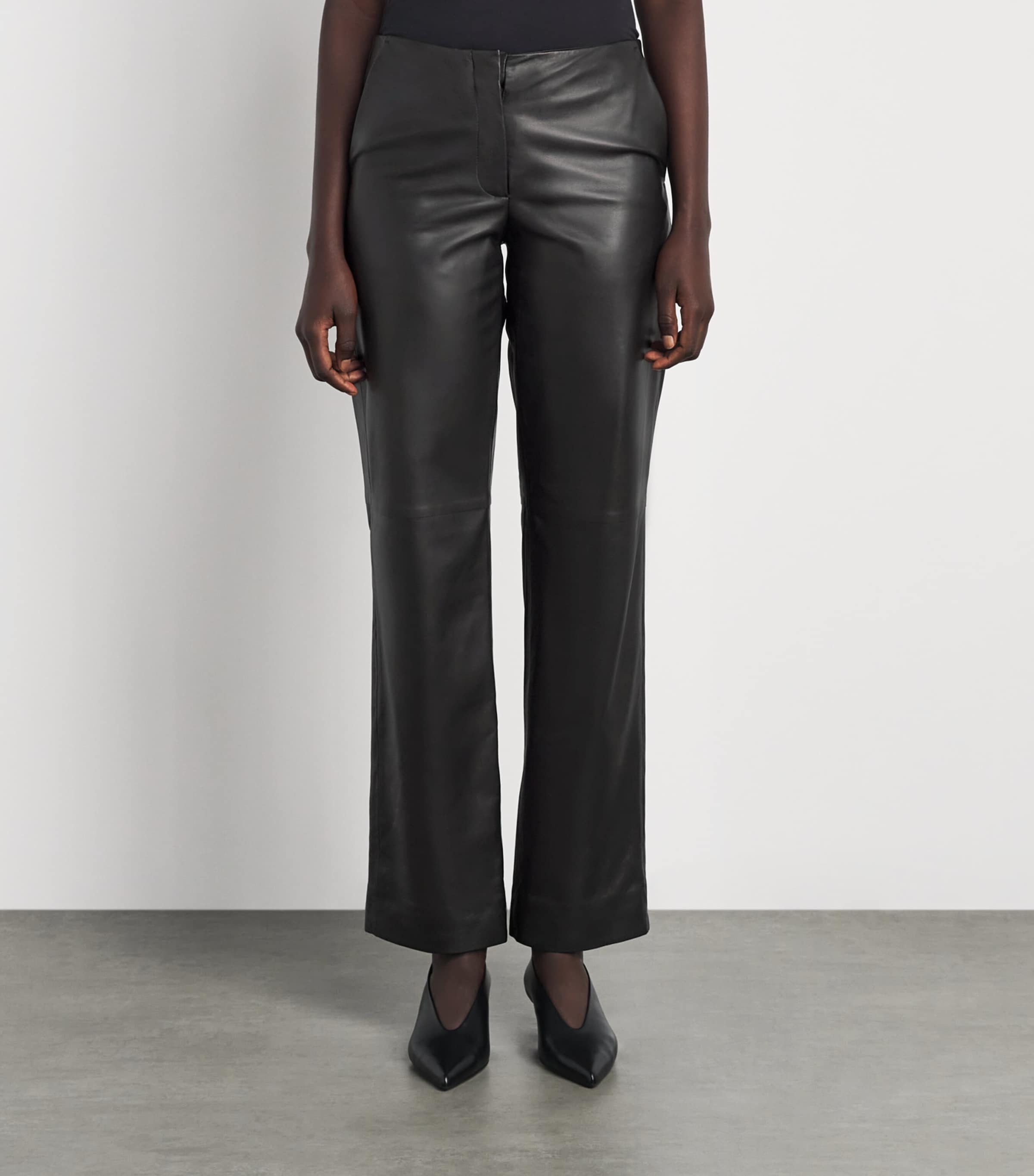 Toteme Womens Leather Easy Trousers Black Image 4