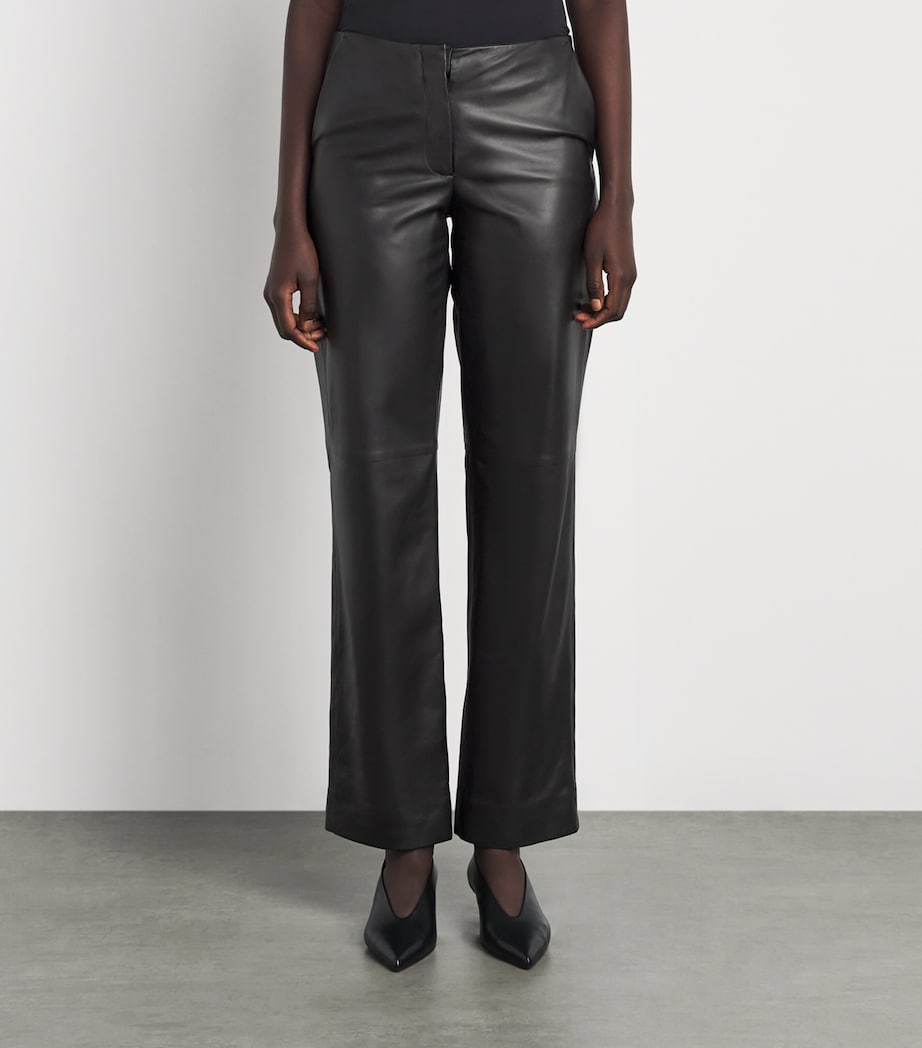 Toteme Womens Leather Easy Trousers Black Image 4