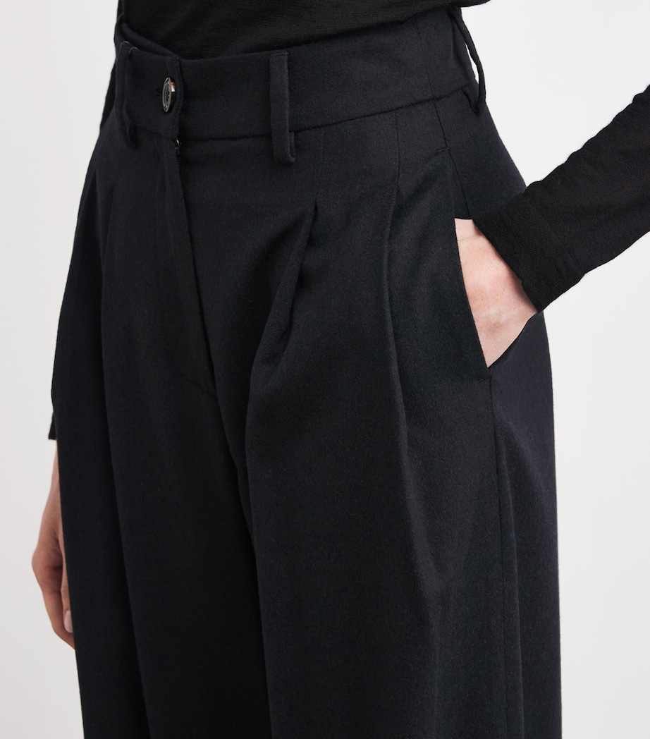 Kid Cashmere Pleated Wide-Leg Trousers 4 BLACK Image 6