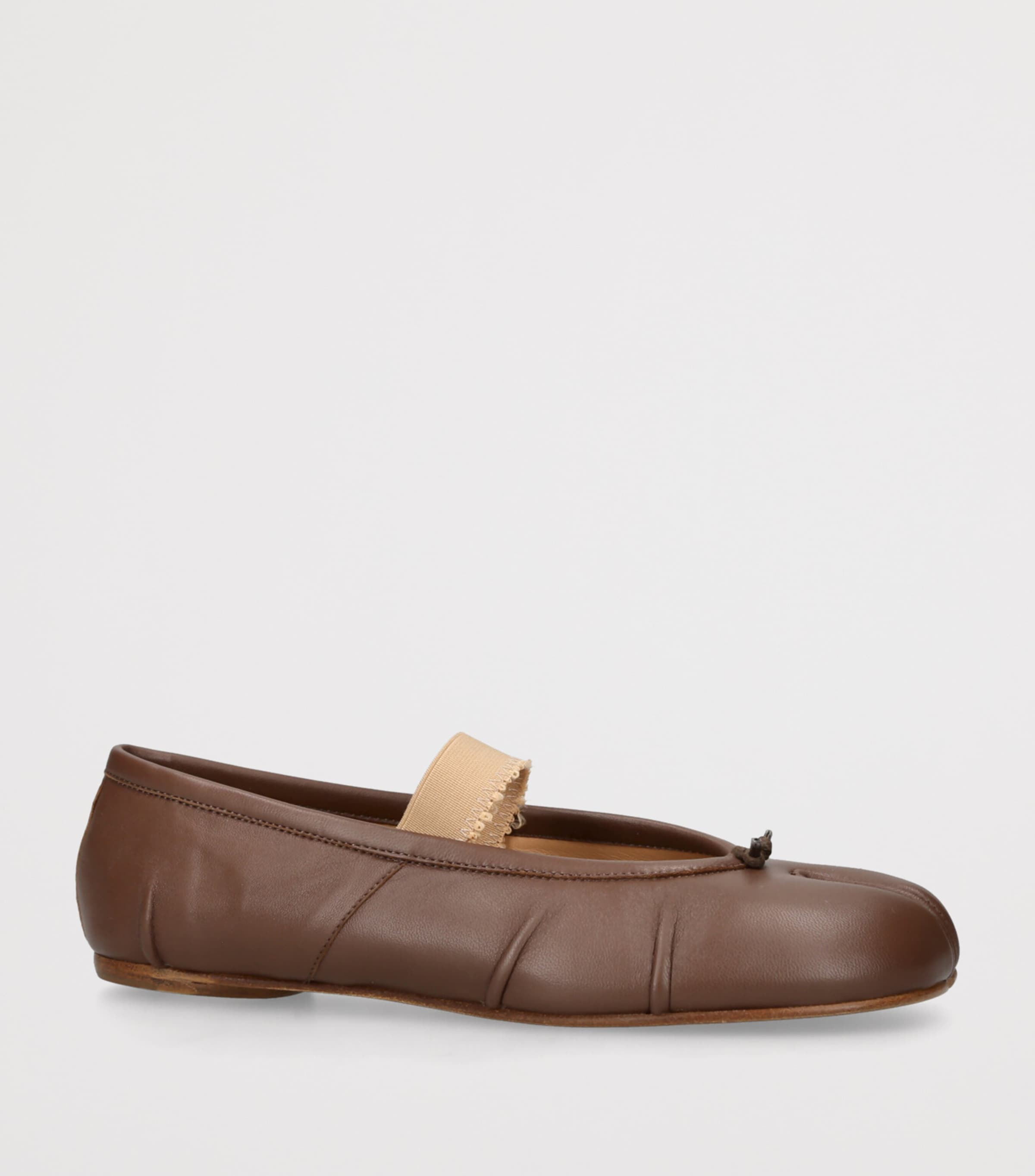 Leather Tabi Ballet Flats BROWN Image 3