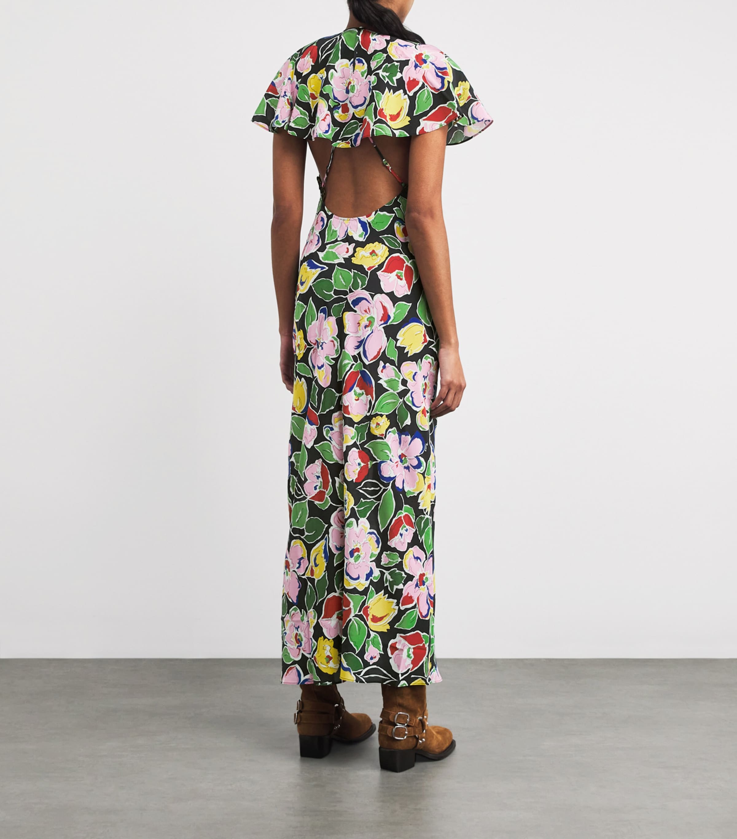 Silk Aryella Midi Dress JEANNIE BLOOM BLACK Image 3