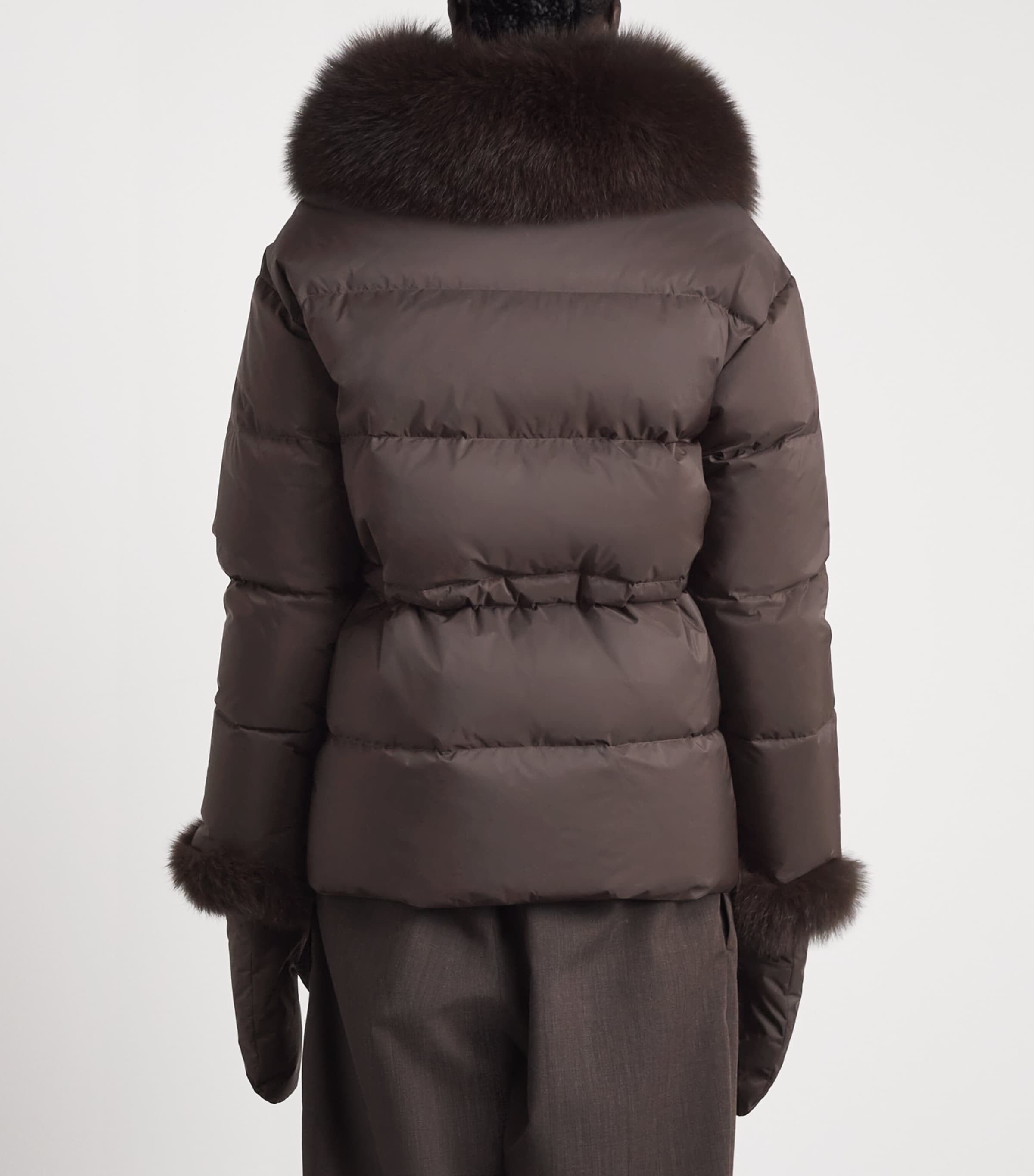 Yves Salomon Womens Down Fur-Trim Technical Puffer Jacket Image 5