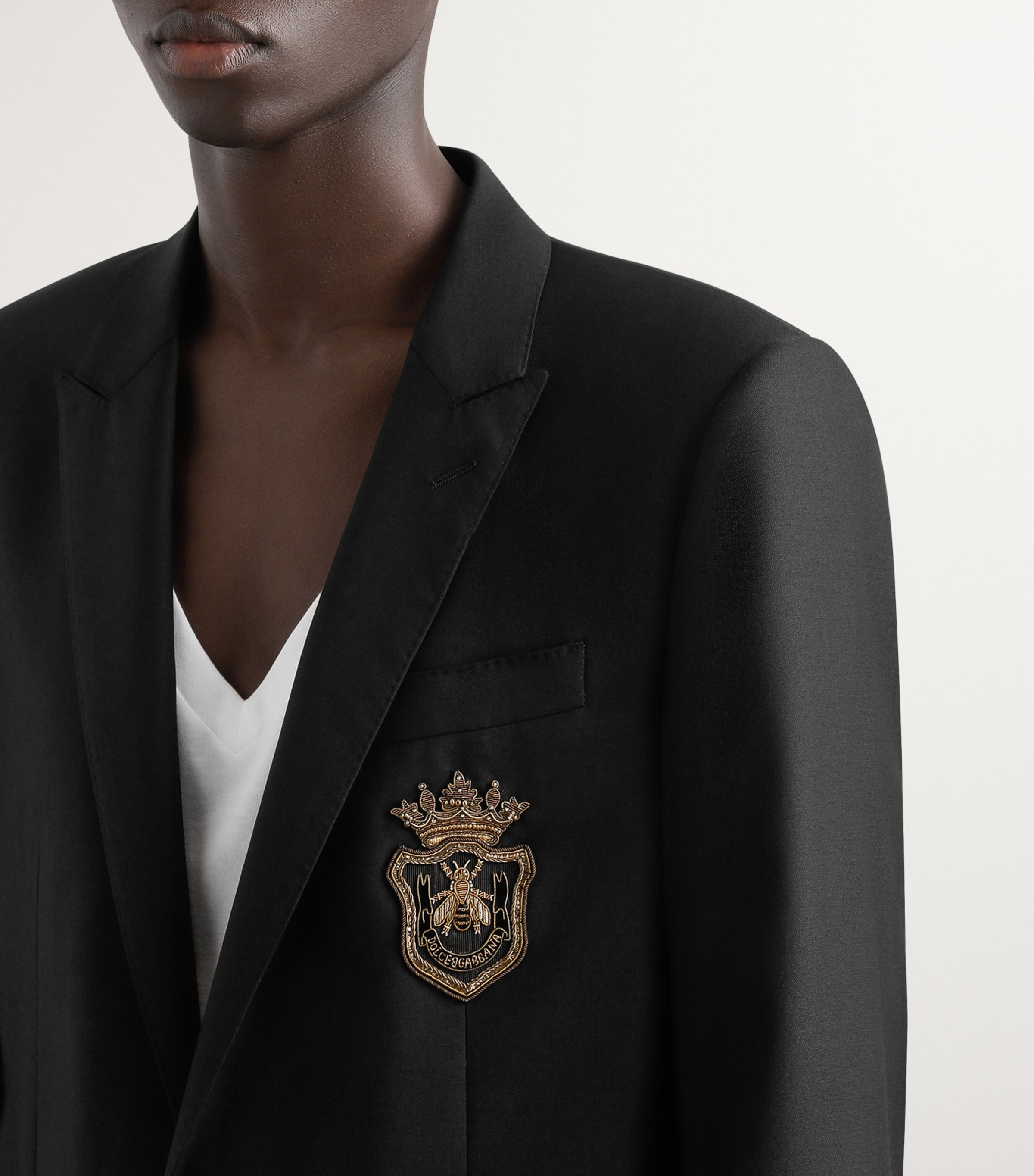 Virgin Wool-Silk Blazer N0000-BLACK Image 4