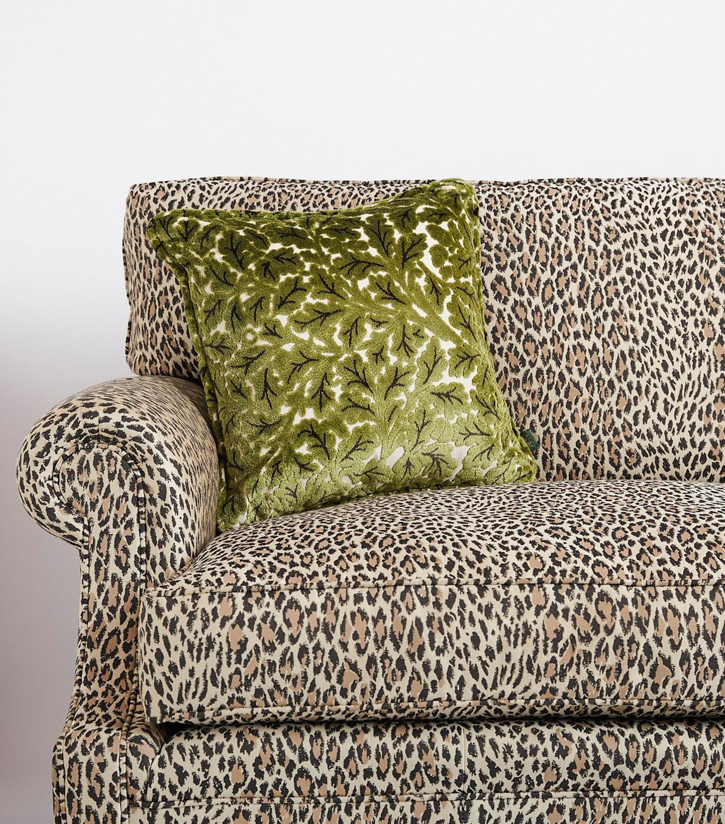Medium Velvet Jacquard Quercus Cushion (45cm x 45cm) EVERGREEN Image 2