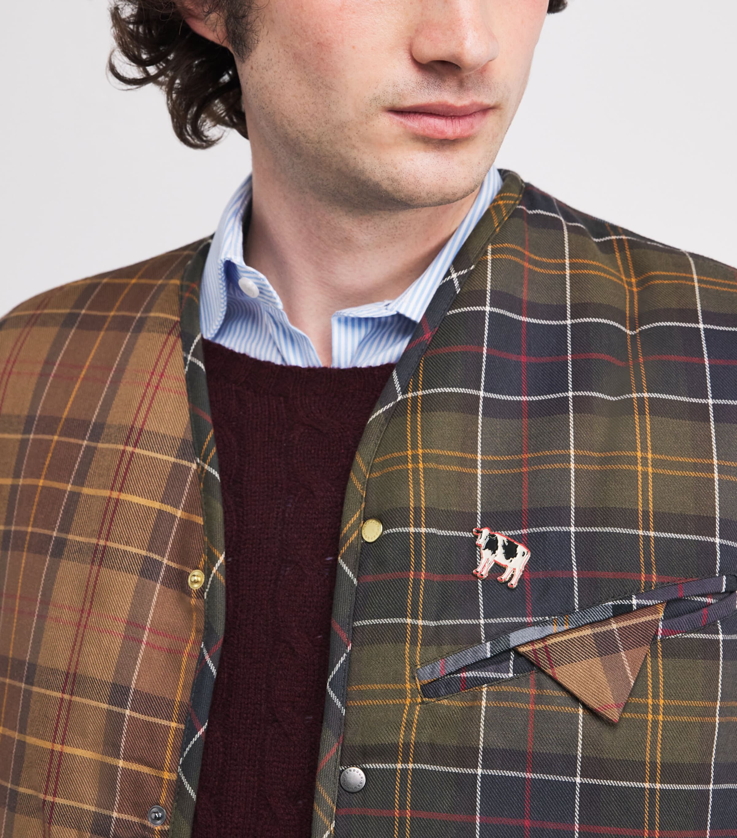 Barbour Multi x Paul Smith Cotton Tartan Liner Gilet Harrods MK