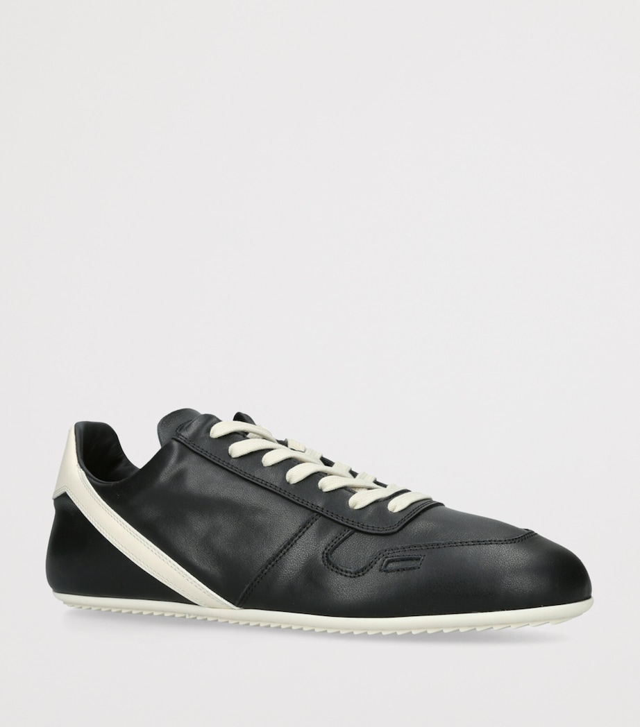 Leather Minimal Low-Top Sneakers BLK/WHITE Image 3