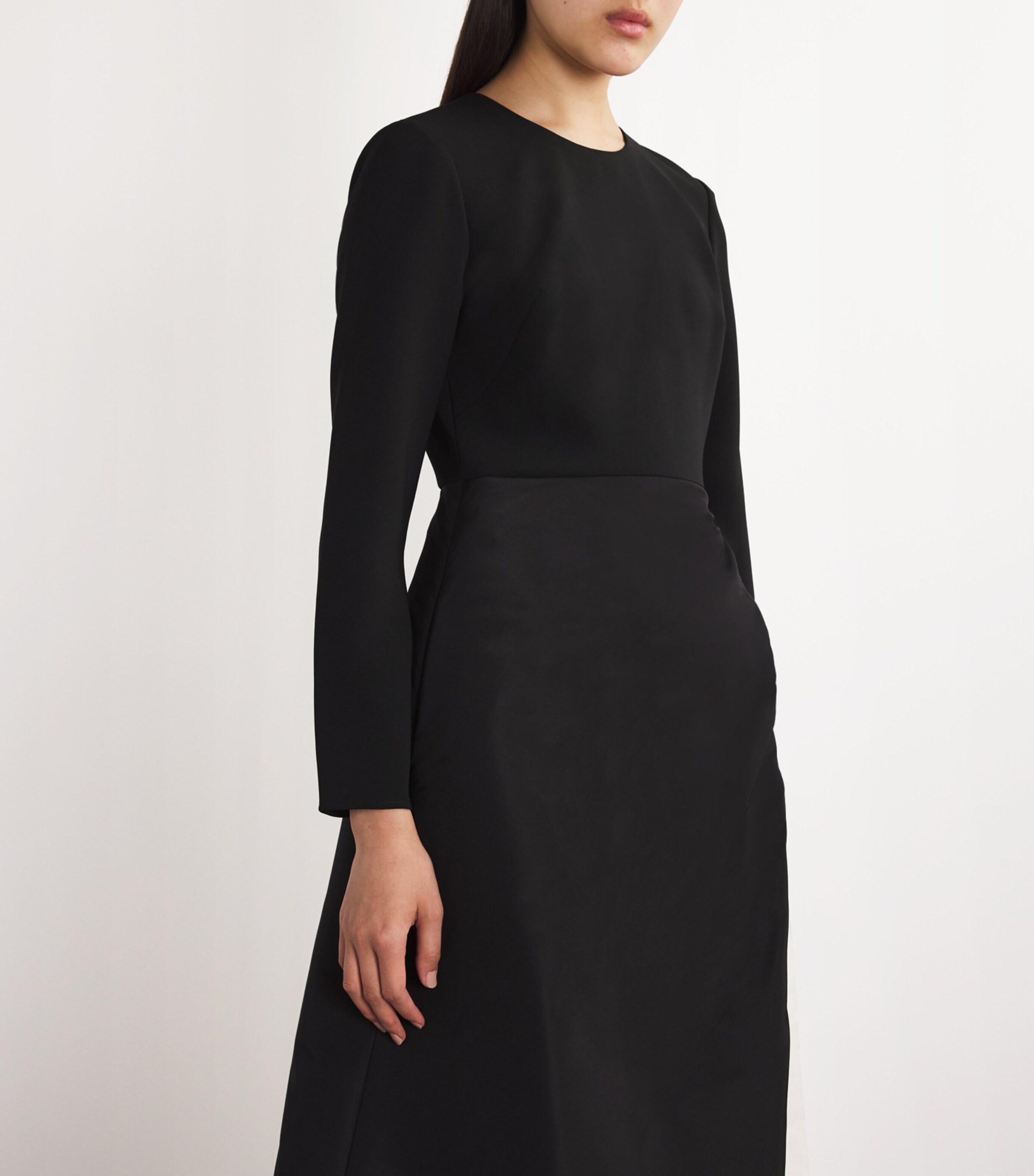 Carolina Herrera Black Silk Layered-Skirt Midi Dress | Harrods US