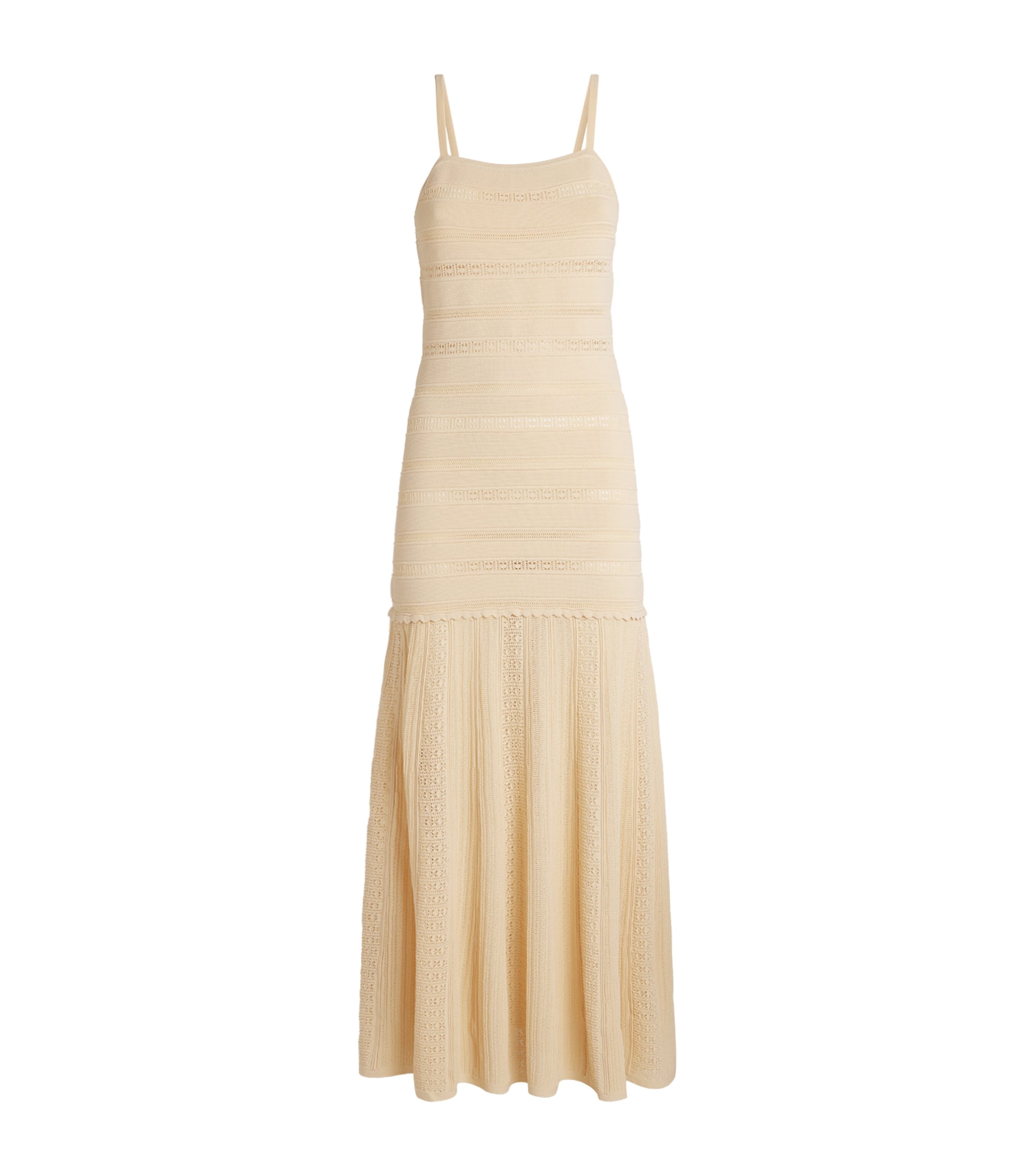 Sandro Lace-panelling Maxi Dress In Beige
