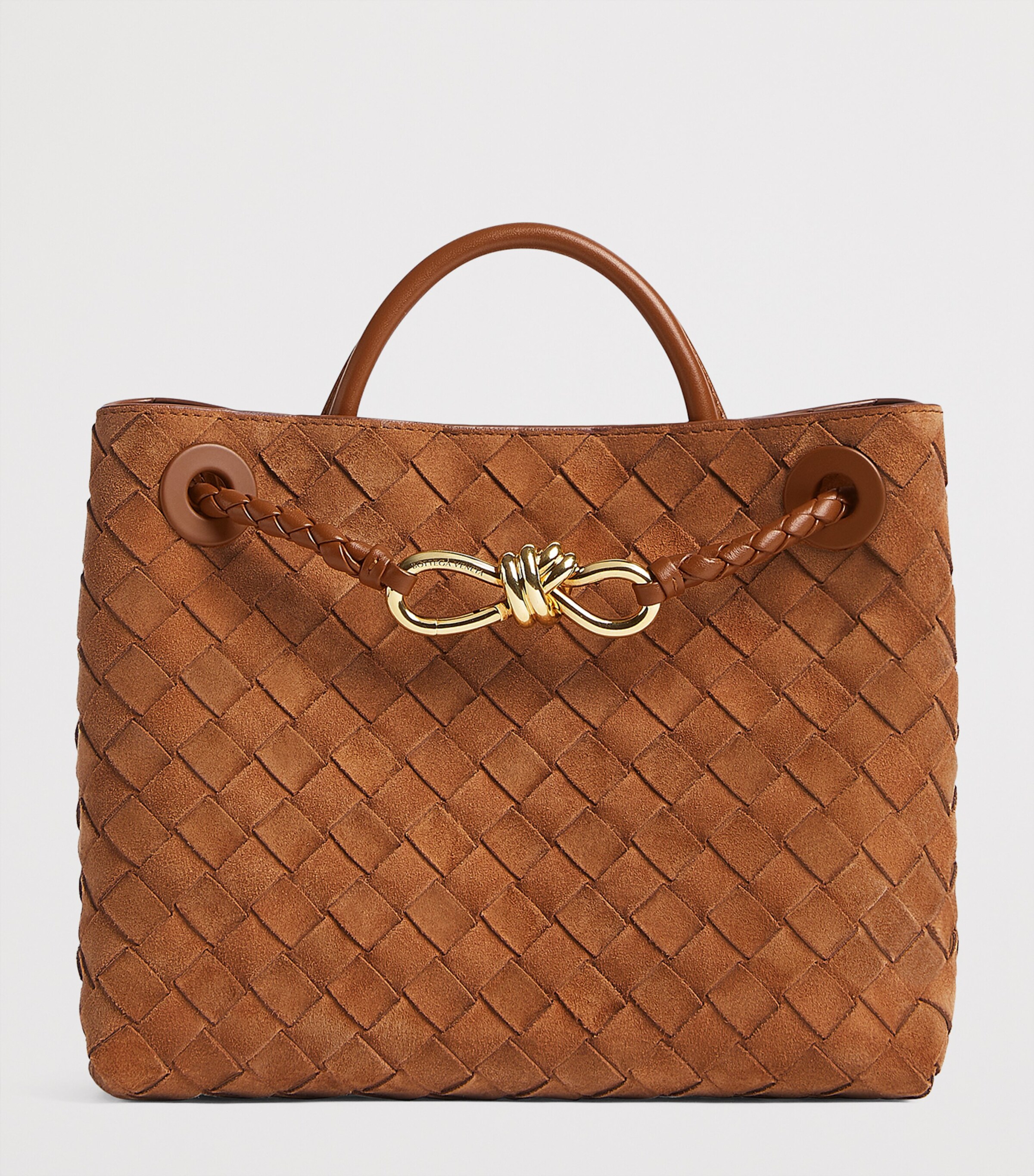 Bottega Veneta Small Suede Andiamo Top-Handle Bag Image 1