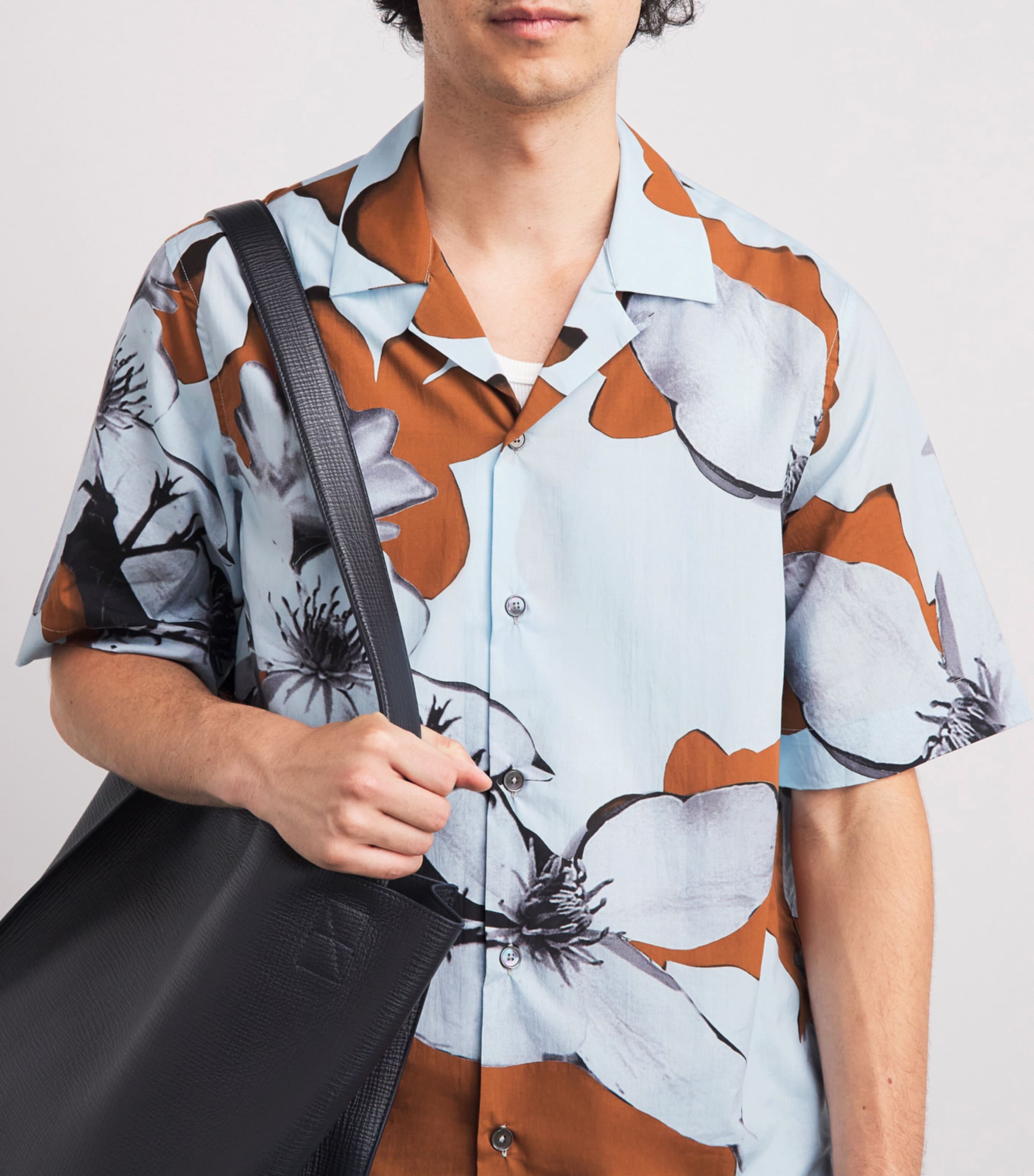 Paul Smith Mens Cotton Printed Shirt Blue Image 3