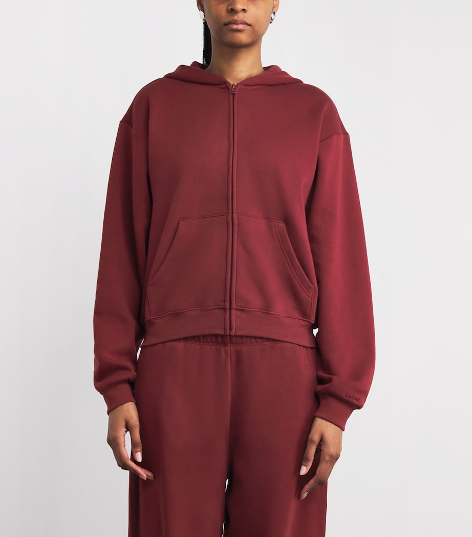 Cotton-Blend Fleece Zip-Up Hoodie MERLOT Image 3