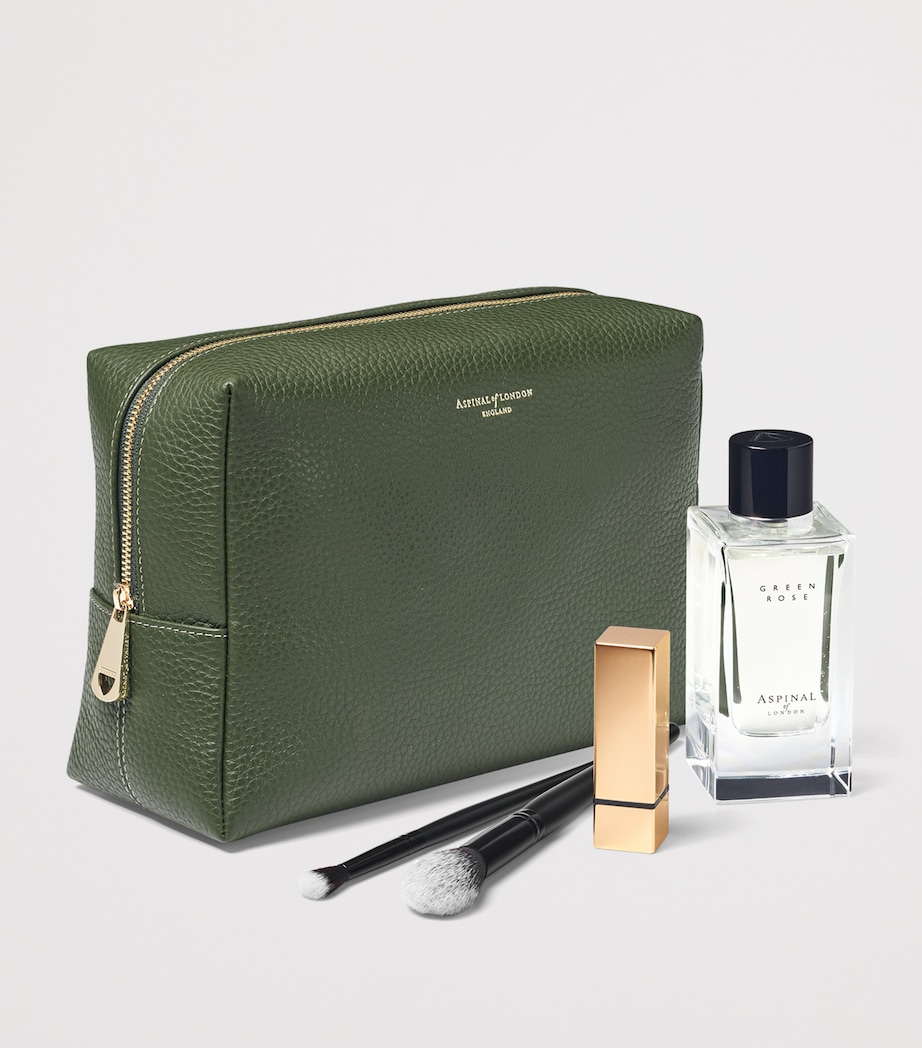 Aspinal Of London Large Leather London Cosmetic Case Racing Green Image 2