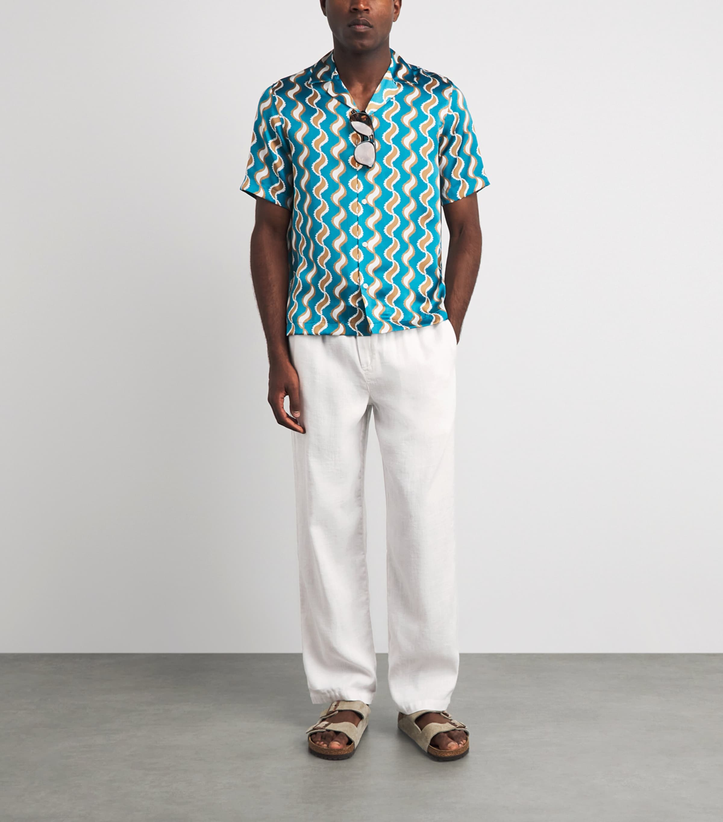 Frescobol Carioca Mens Cotton-Linen Luan Chinos White Image 2