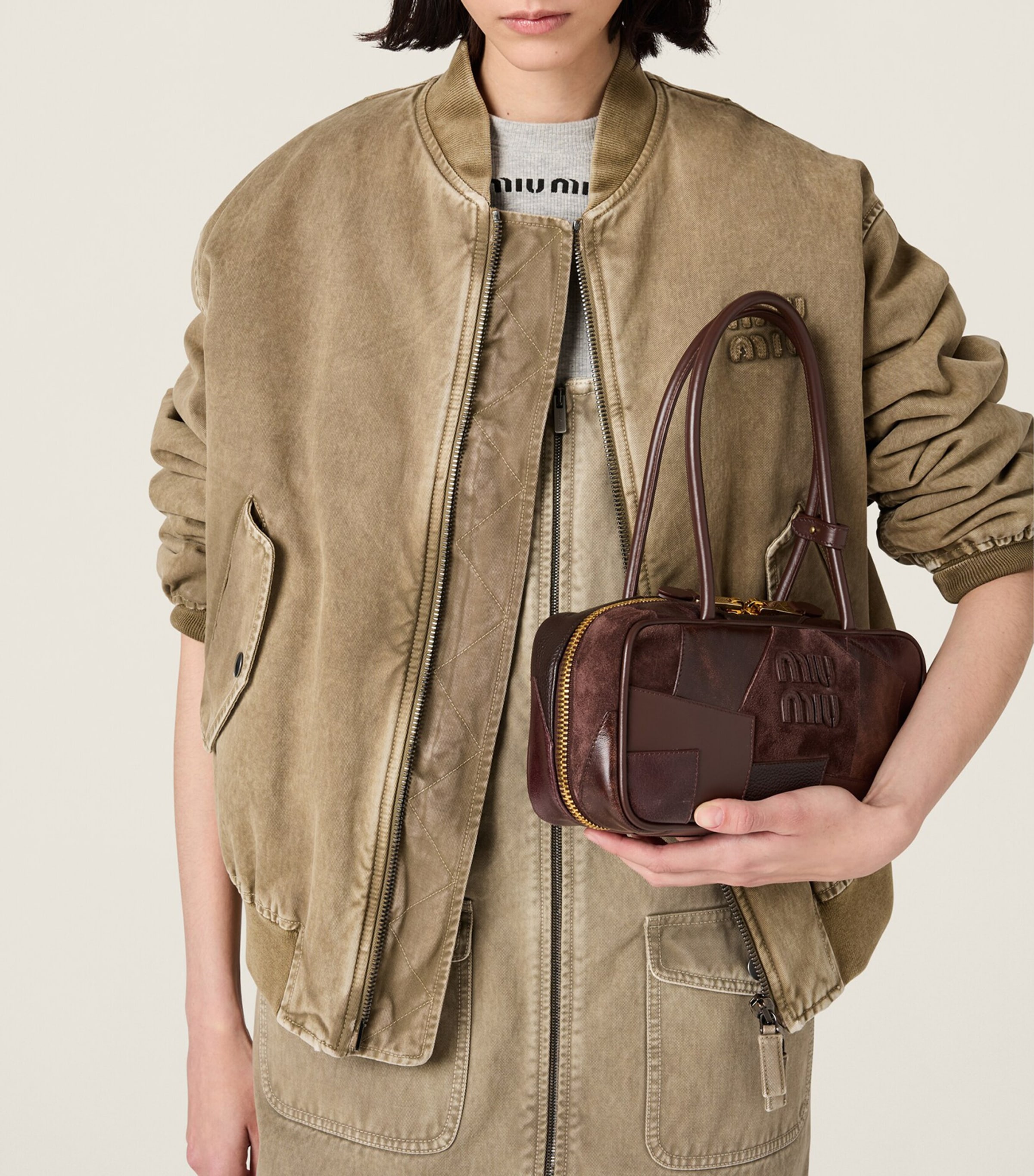 Leather Beau Patchwork Top-Handle Bag F0NBL Image 5