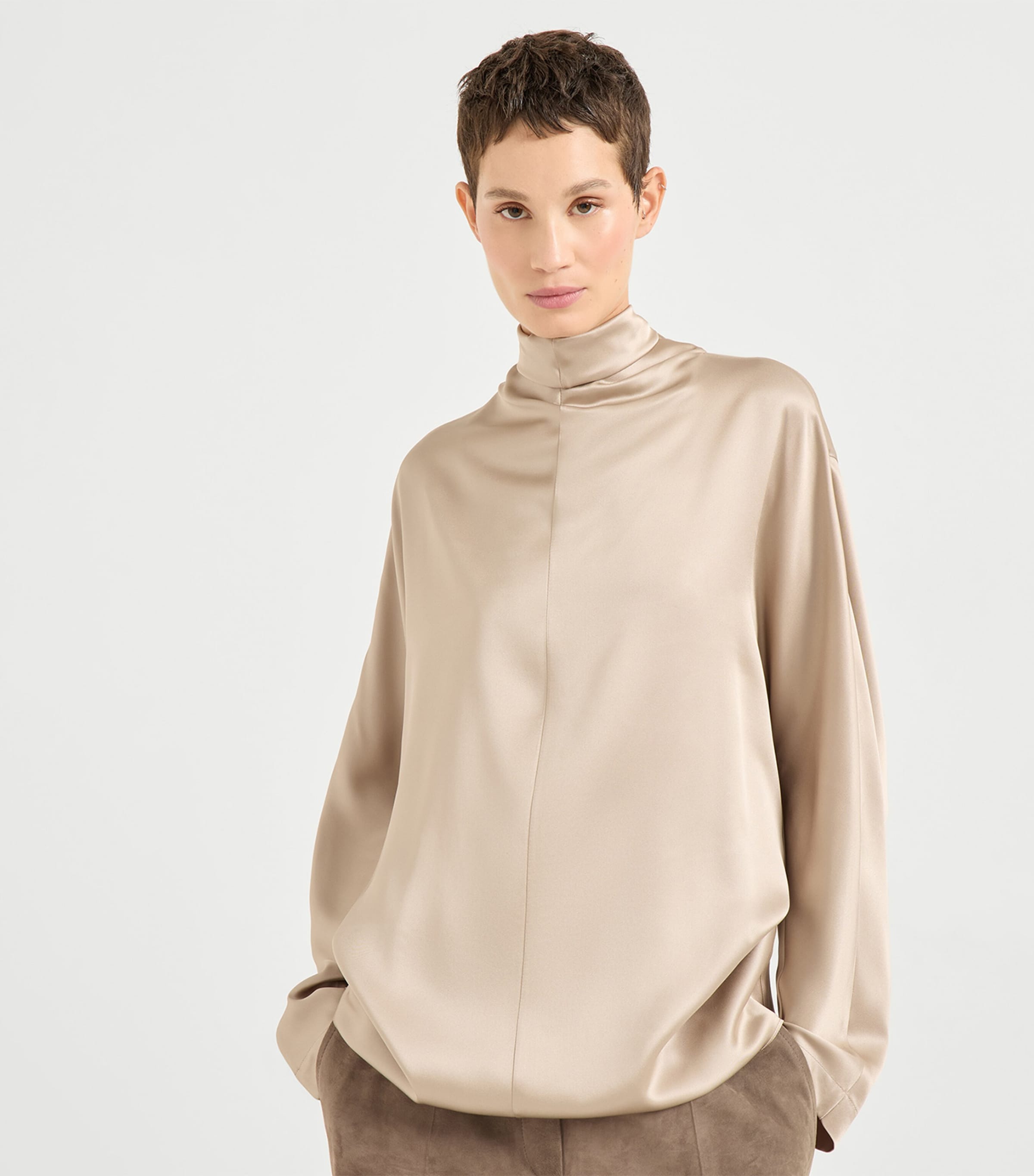 Silk High-Neck Blouse C8576 Image 2