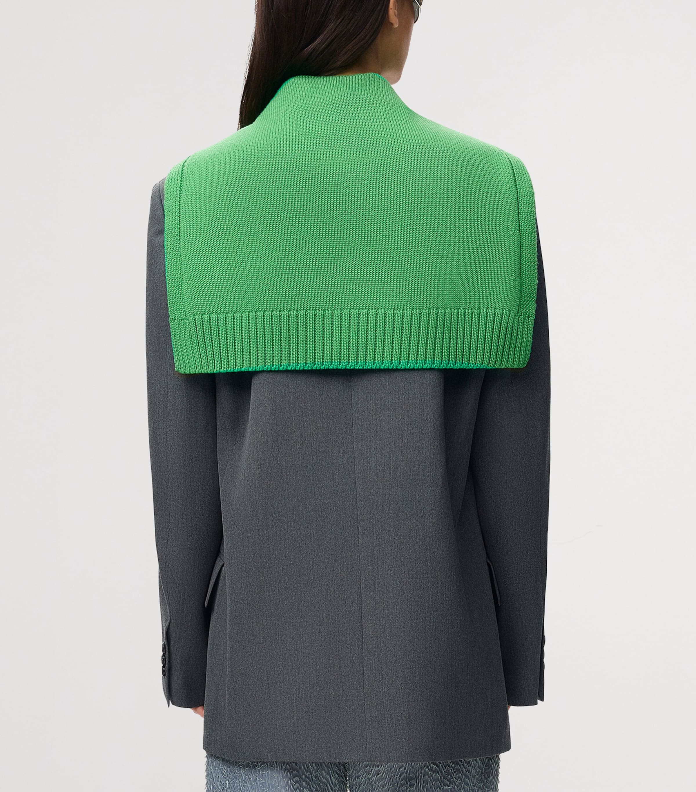 LOEWE Womens Wool Layered-Sweater Effect Blazer Charcoal Melange Image 4