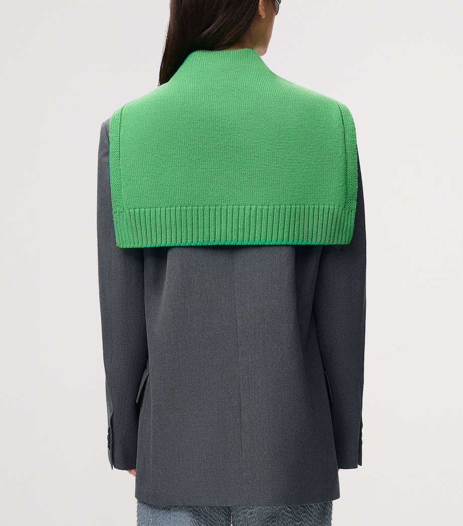LOEWE Womens Wool Layered-Sweater Effect Blazer Charcoal Melange Image 4