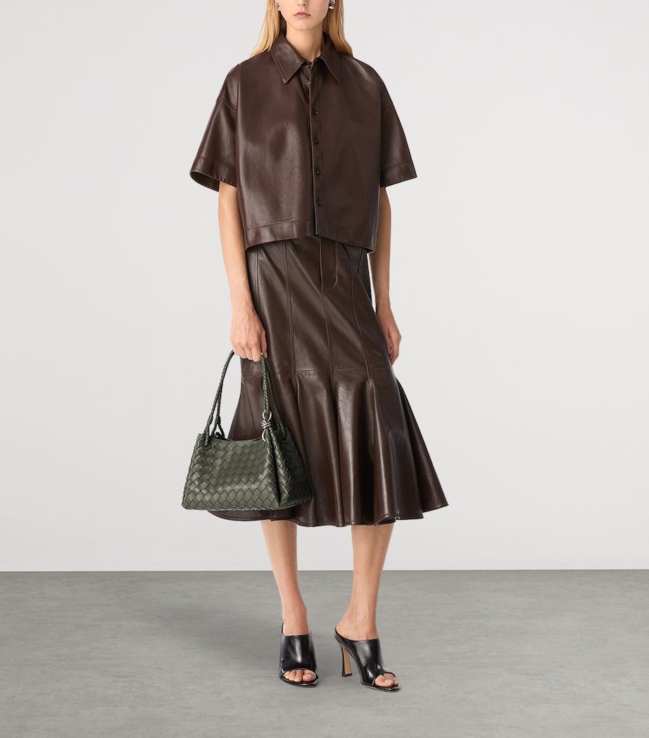 Intrecciato Leather Parachute Shoulder Bag 3296 Image 5