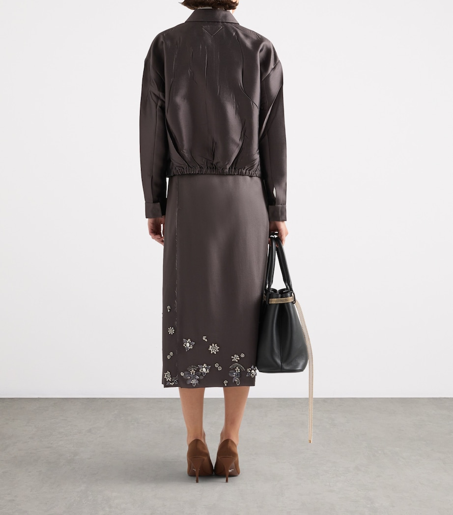 Silk-Wool Embroidered Skirt F0031 Image 4