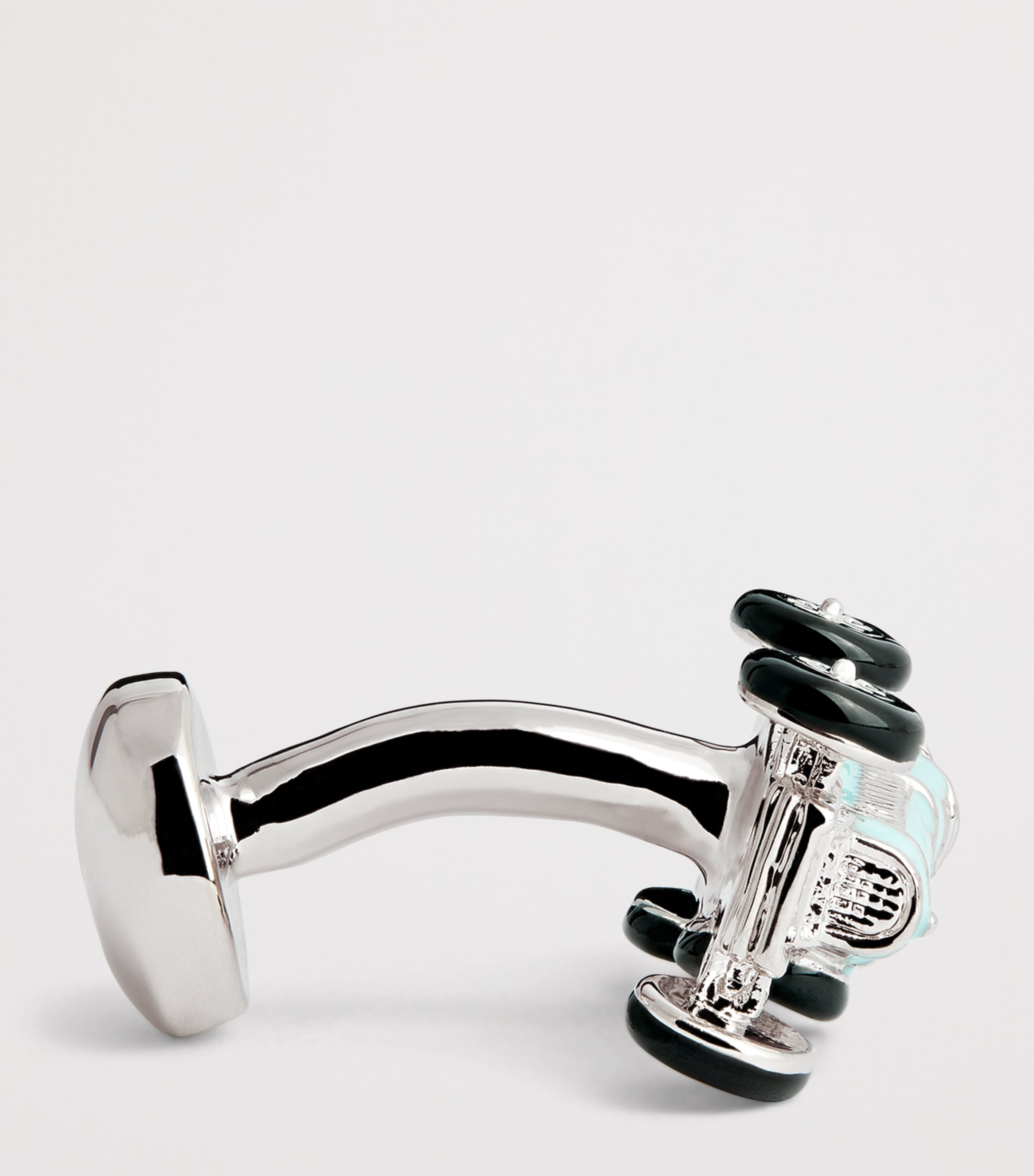 Rhodium-Plated Retro Bug Car Cufflinks LIGHT BLUE Image 4