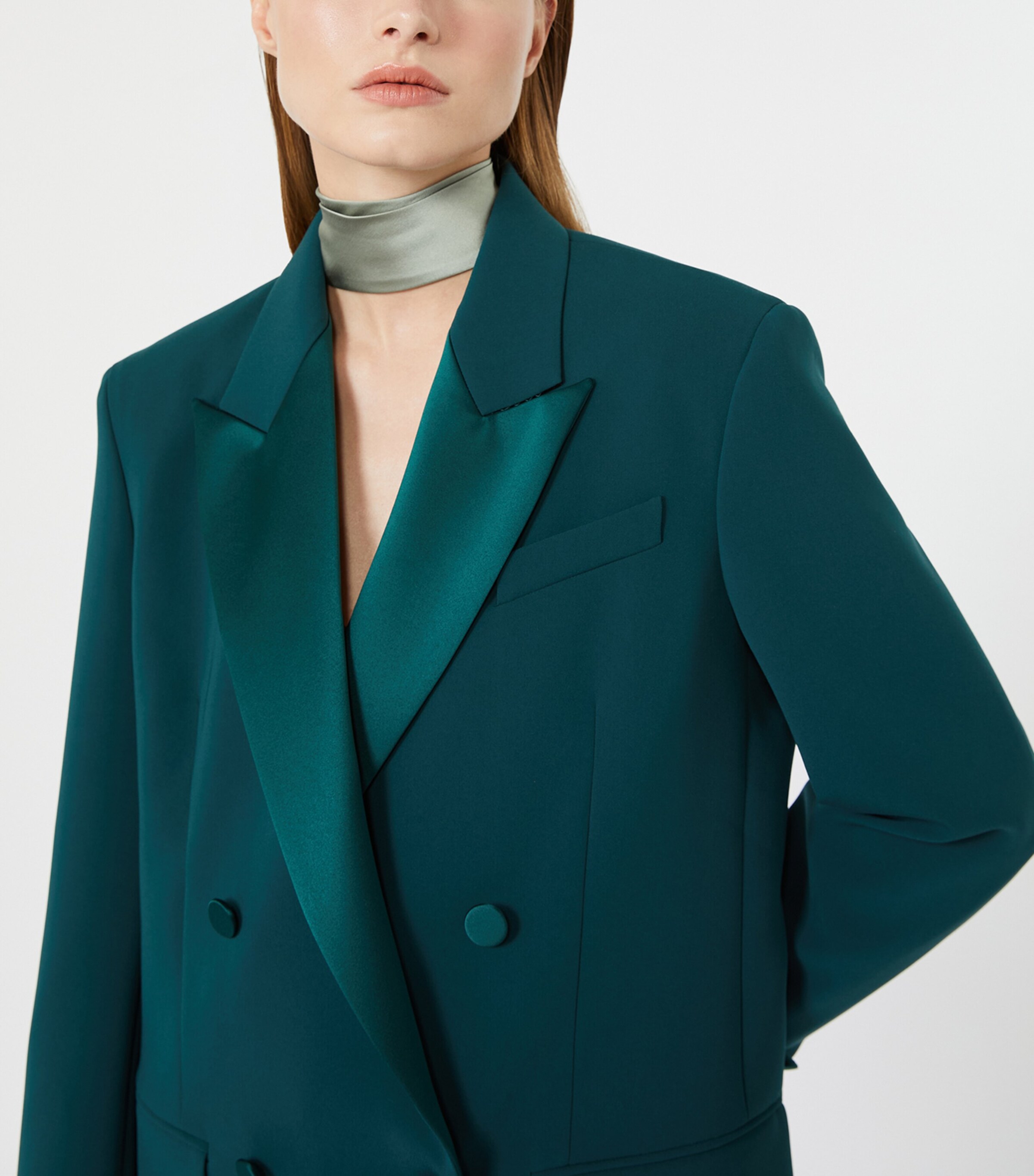 Max Mara Womens Satin-Lapel Blazer Dark Green Image 5