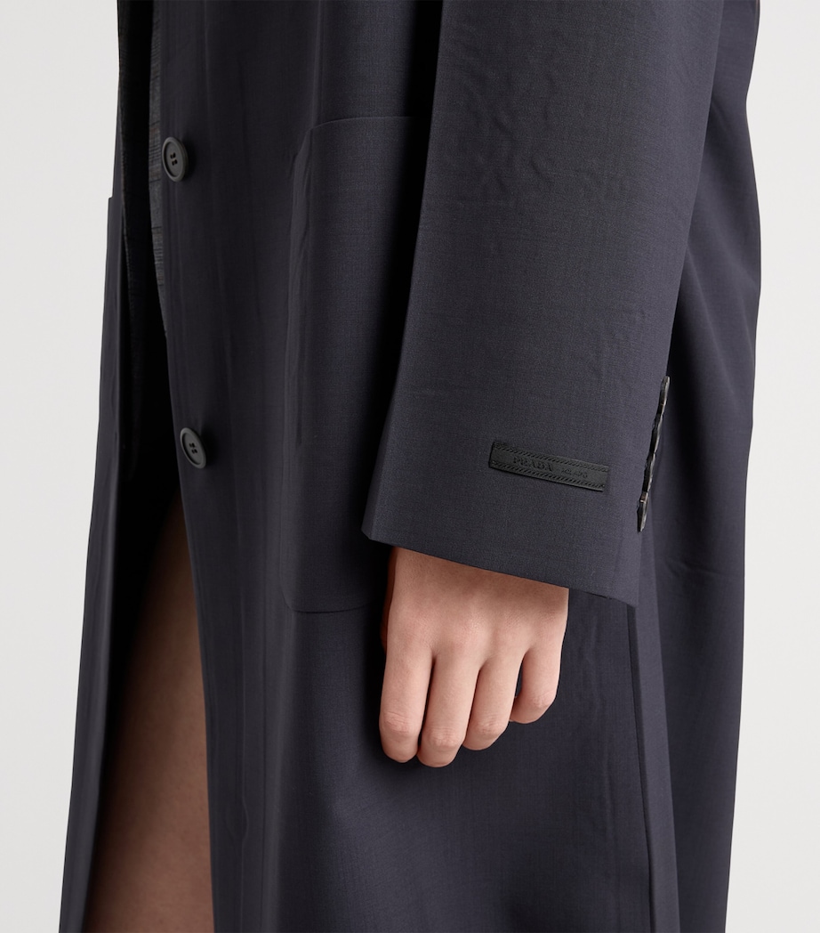 Prada Womens Virgin Wool Trench Coat Image 5
