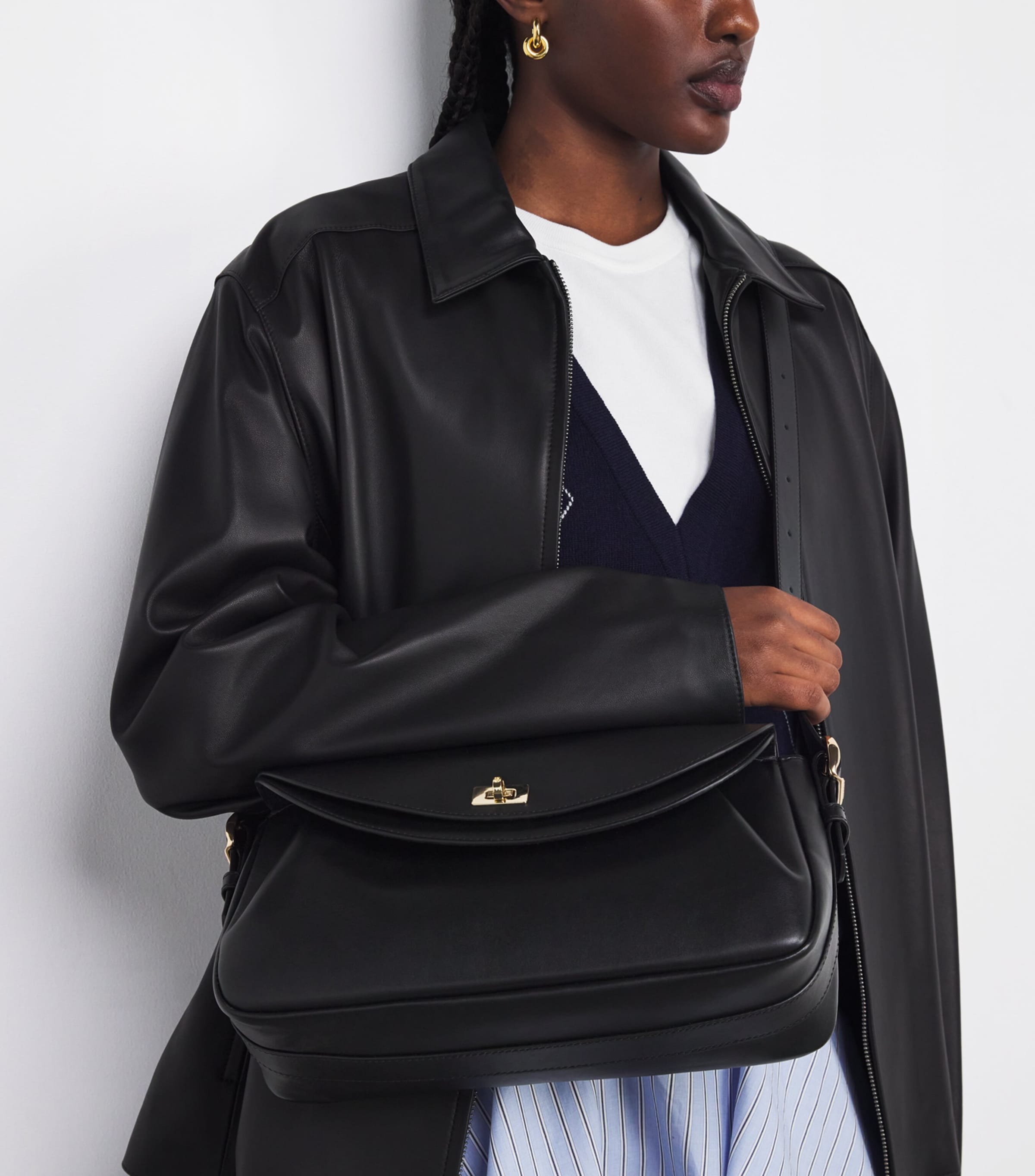 Sandro Paris Leather Le Mambo Shoulder Bag Black Image 2