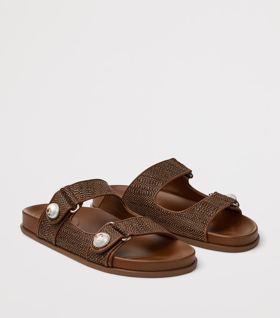 Jimmy Choo Fayence Raffia Flat Sandals Tan Image 3