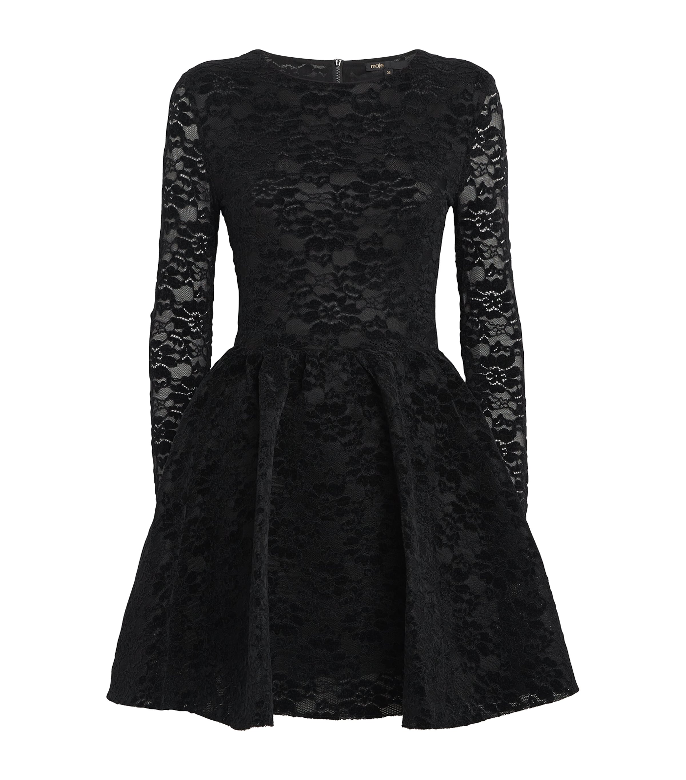Velvet-Lace Mini Dress BLACK Image 1