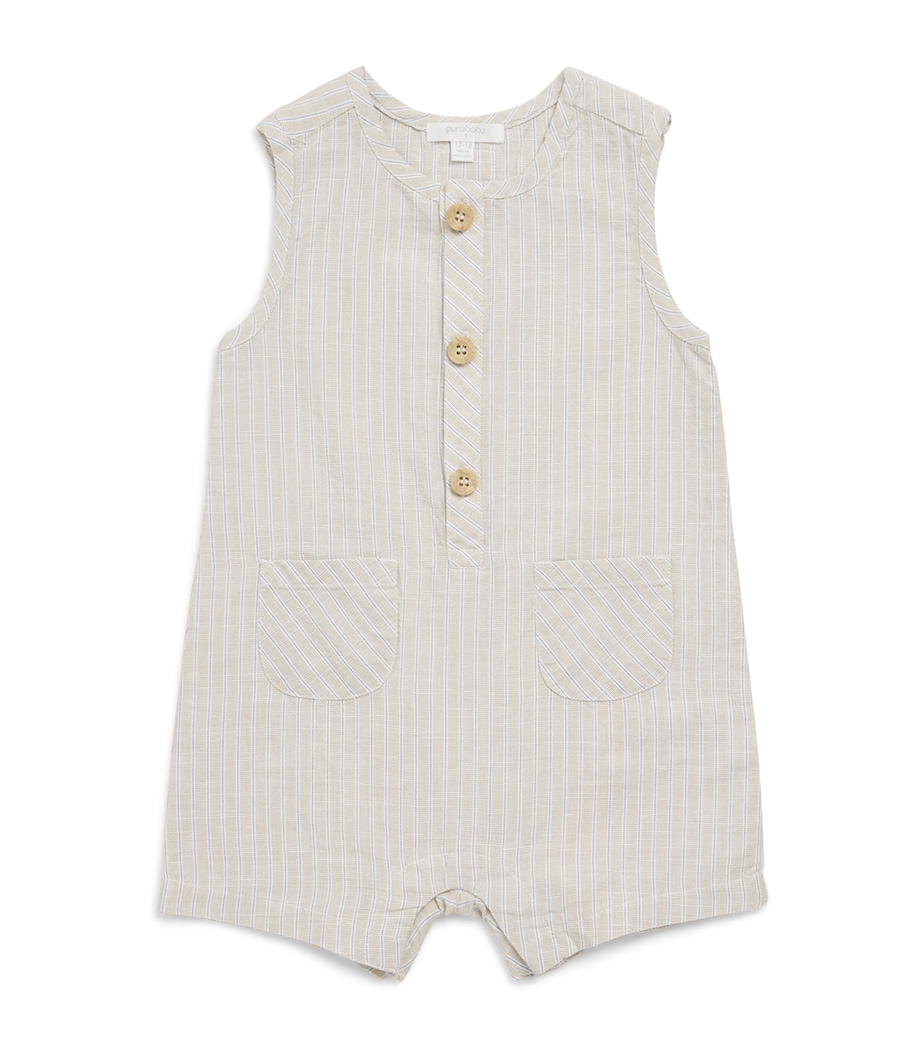 Purebaby Organic Cotton-Linen Stripe Playsuit (12-24 Months) Tacst Image 1