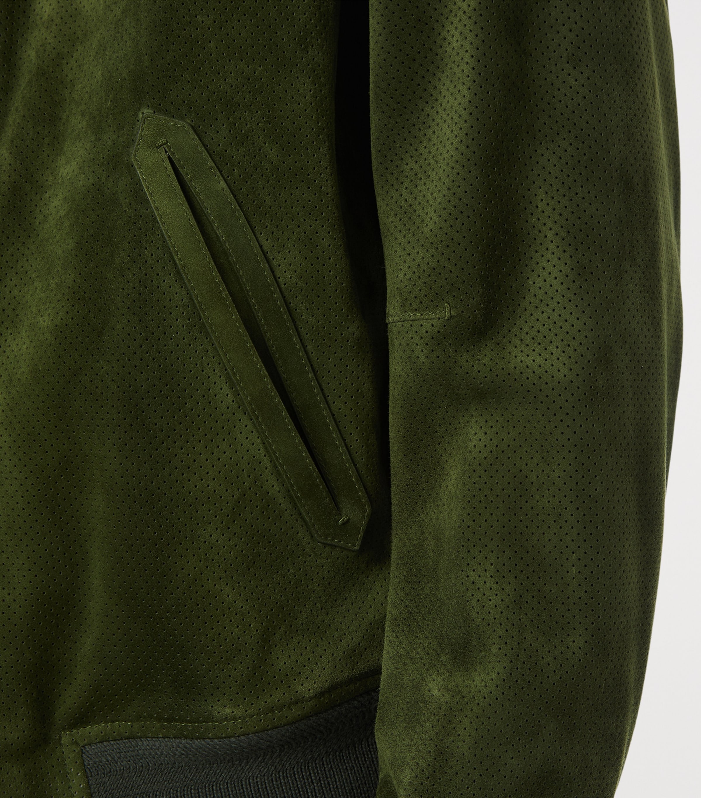 Leather Perforated Bomber Jacket GDD Image 4