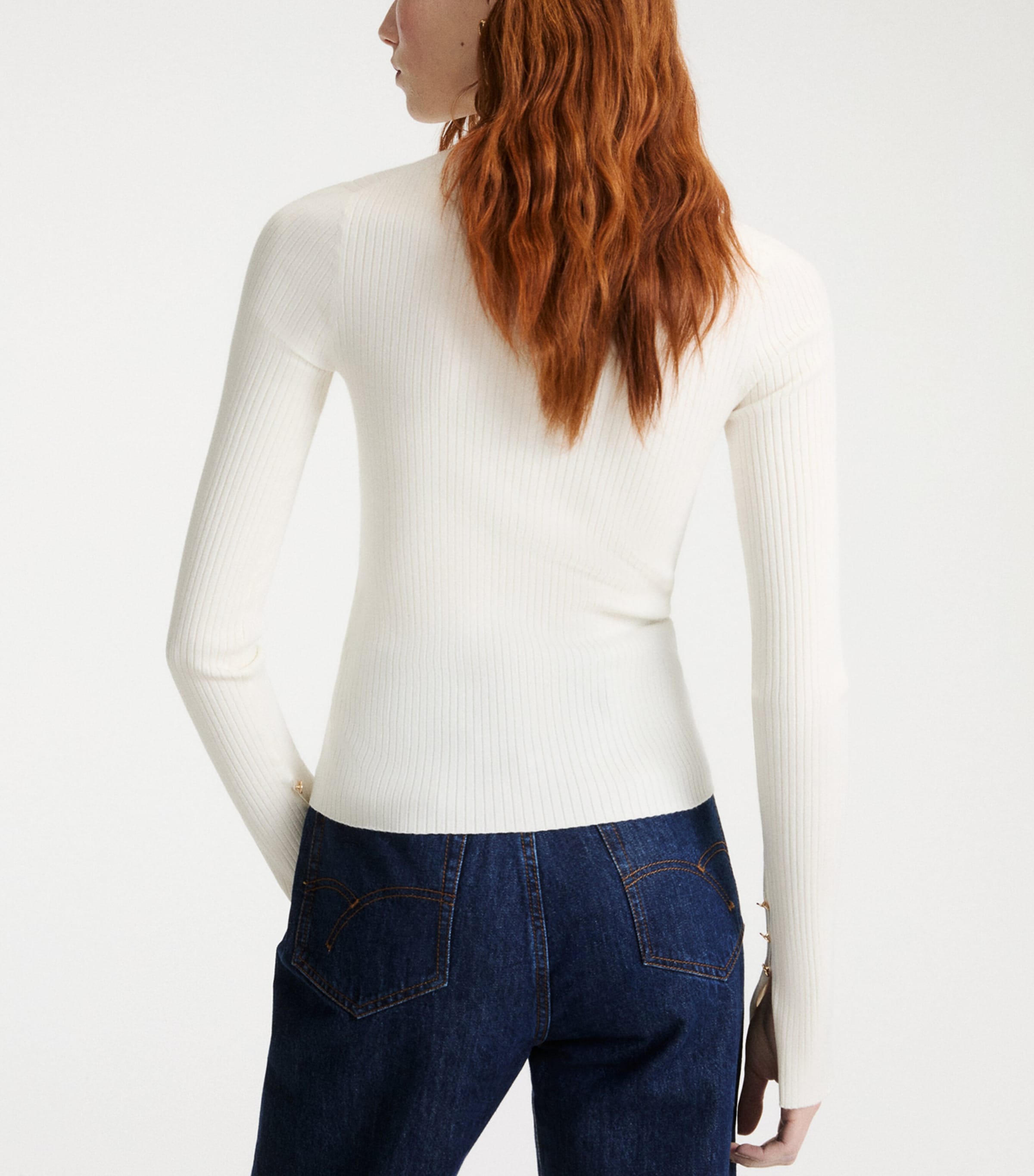Marella Womens Slim Rib Sweater White Image 3