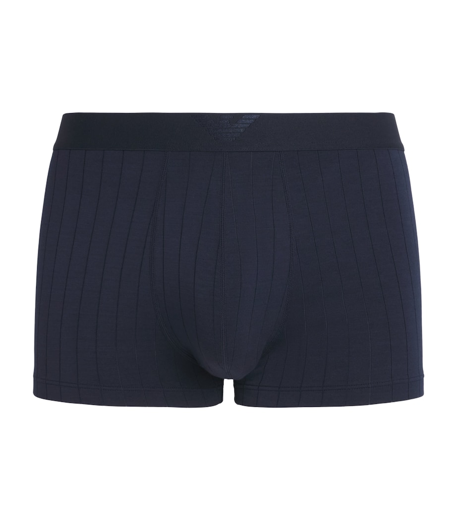 Emporio Armani Mens Modal-Blend Logo Boxer Briefs Blu Strip Image 1